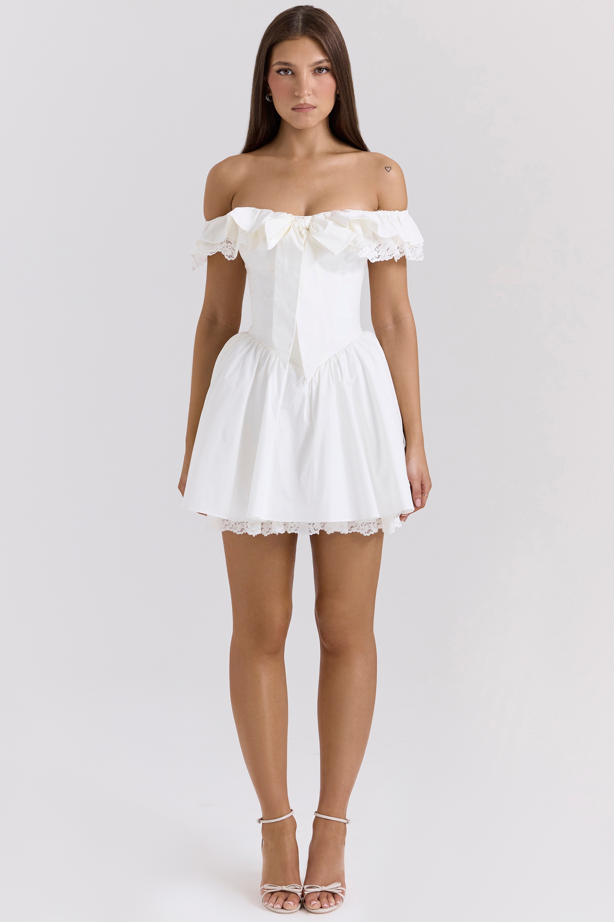 Jaide  White Cotton Off Shoulder Corset Mini Dress — image 3