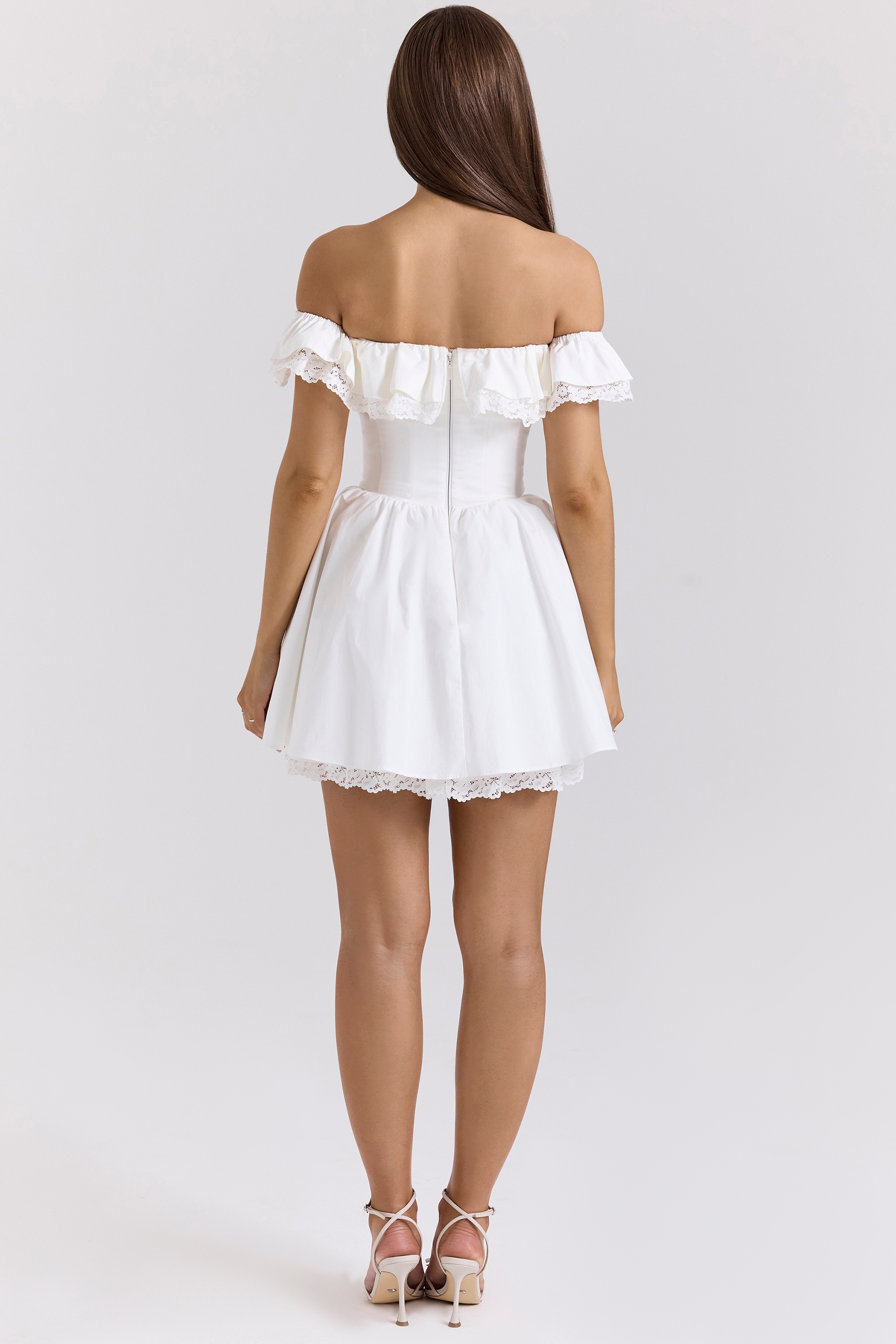 Jaide  White Cotton Off Shoulder Corset Mini Dress — image 8