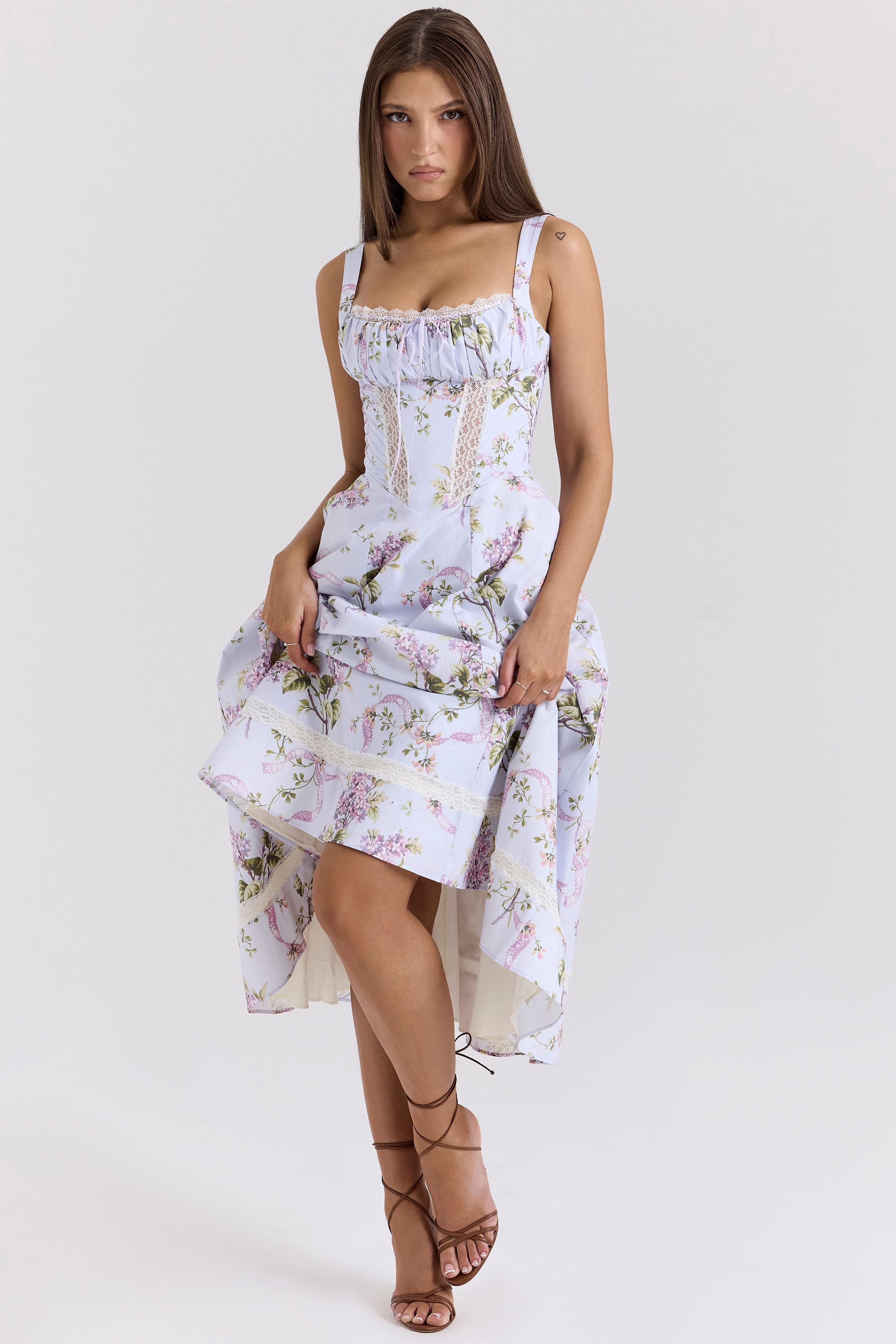 Kim  Lilac Floral Cotton Midi Sundress — image 3