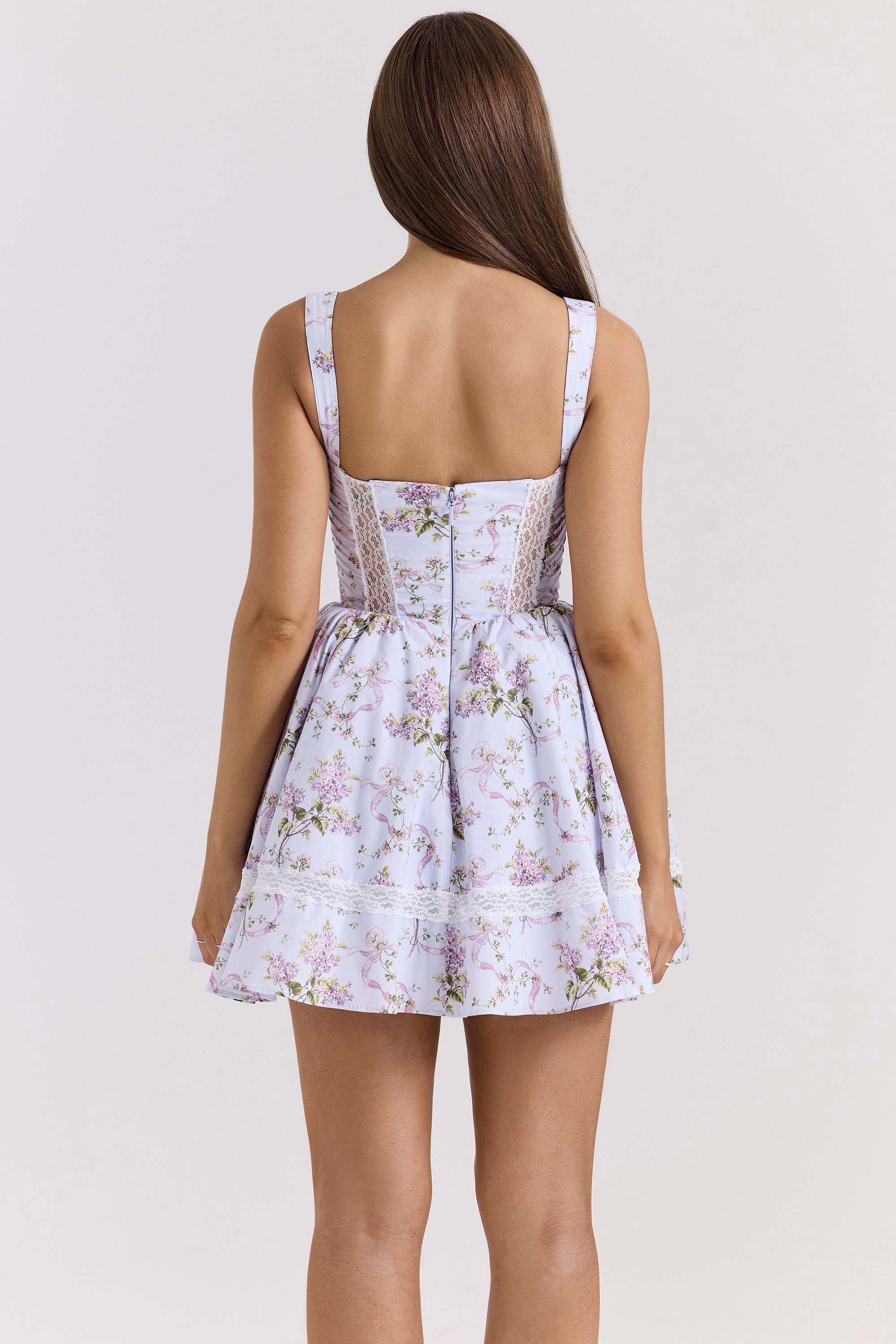 Kimmie  Lilac Ribbon Print Cotton Mini Dress — image 7