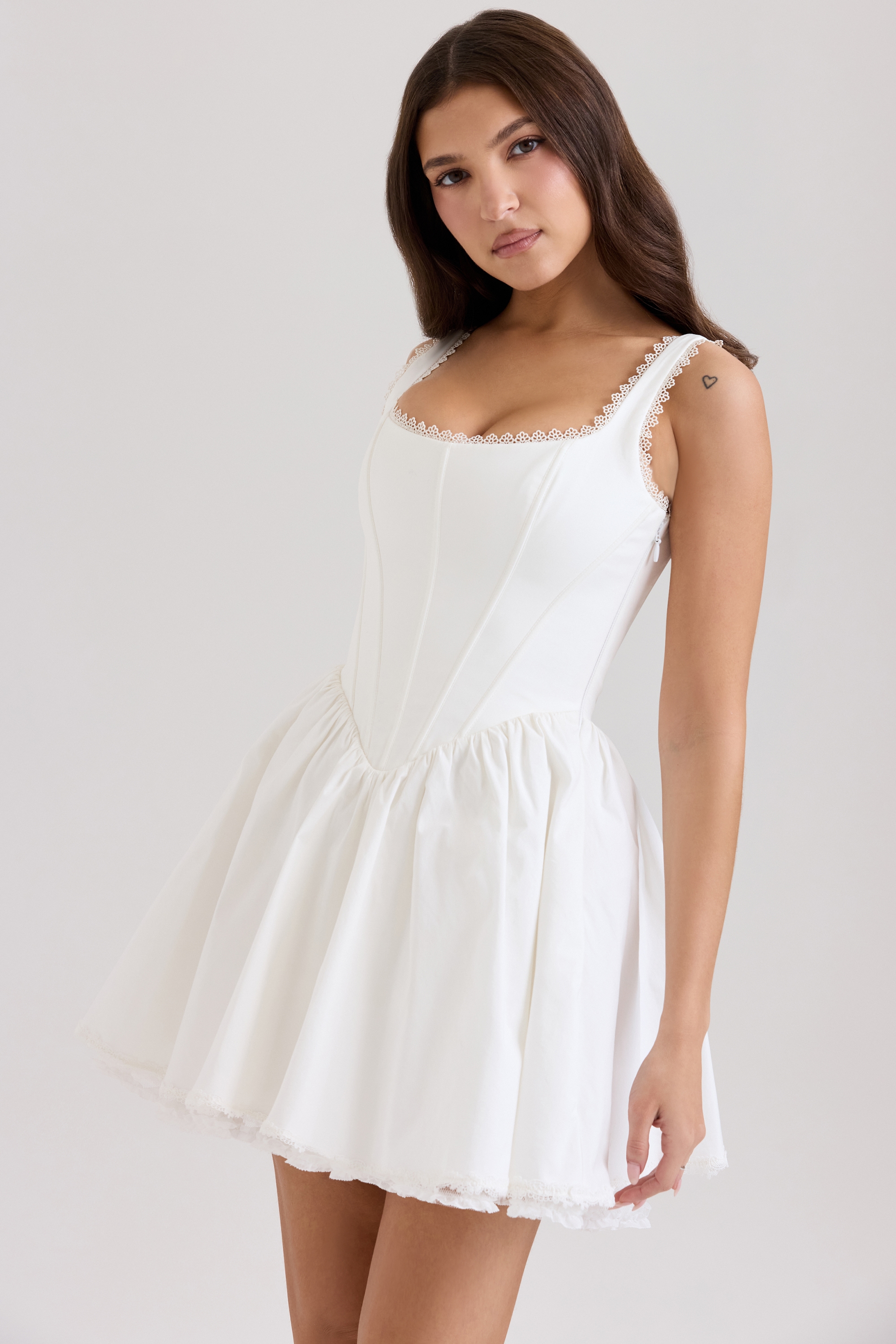 Letitia  White Stretch Cotton Mini Dress — image 3