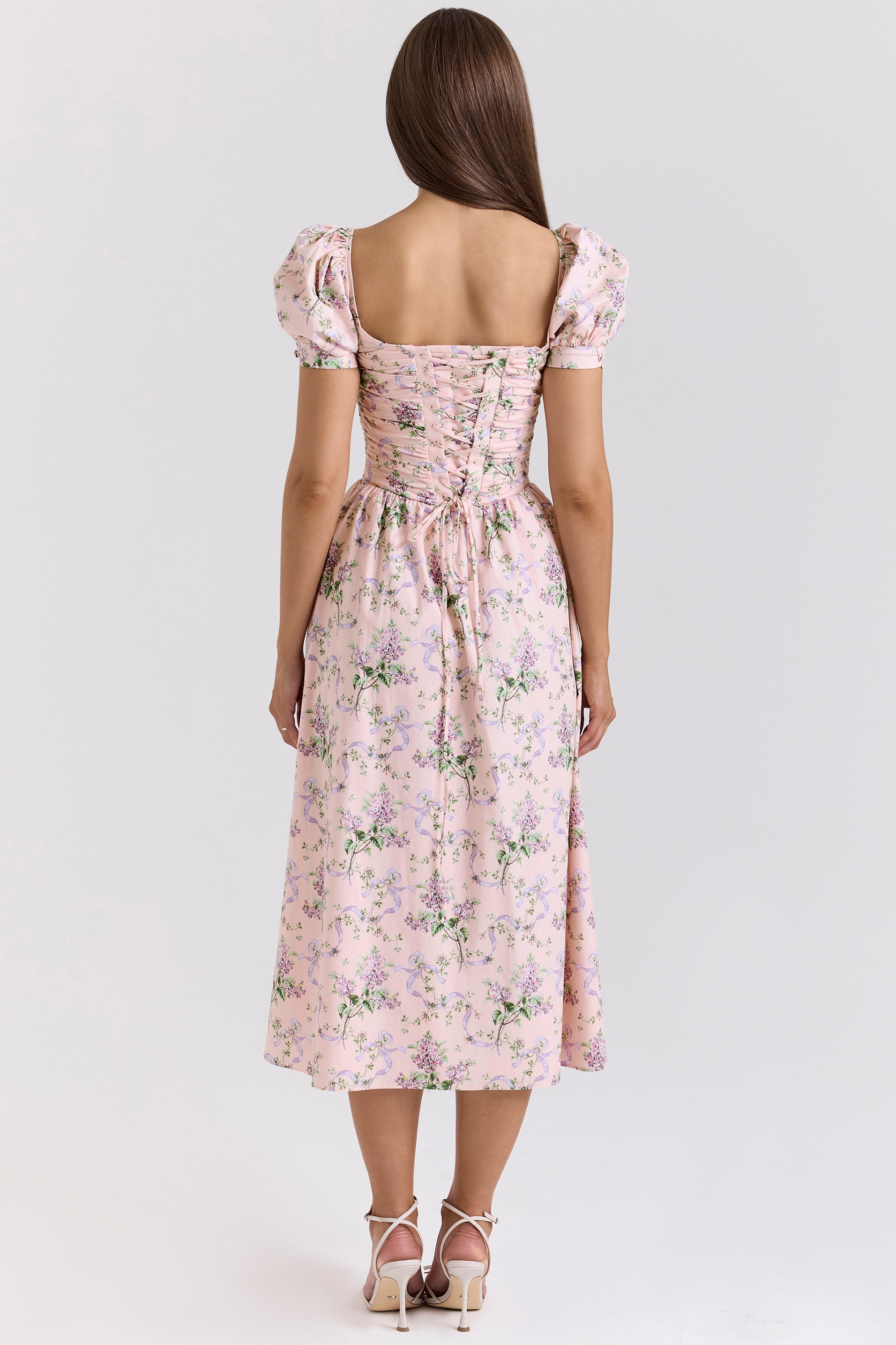 Lulabell  Pink Ribbon Print Cotton Midi Dress — image 7