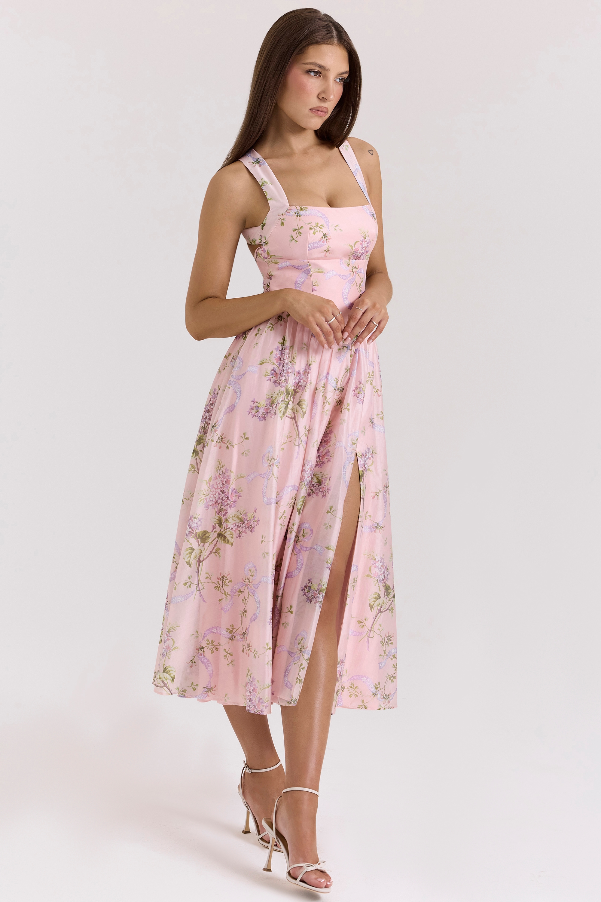 Minerva  Pink Floaty Chiffon Midi Sundress — image 5