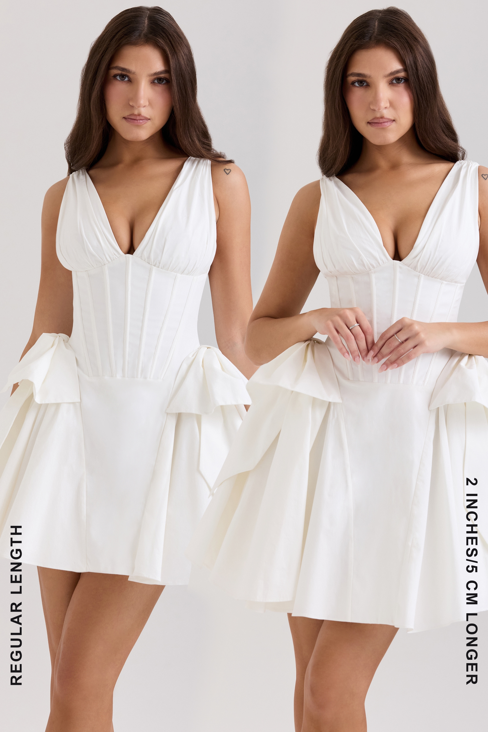 Amalia  White Stretch Cotton Bow Mini Dress — image 5
