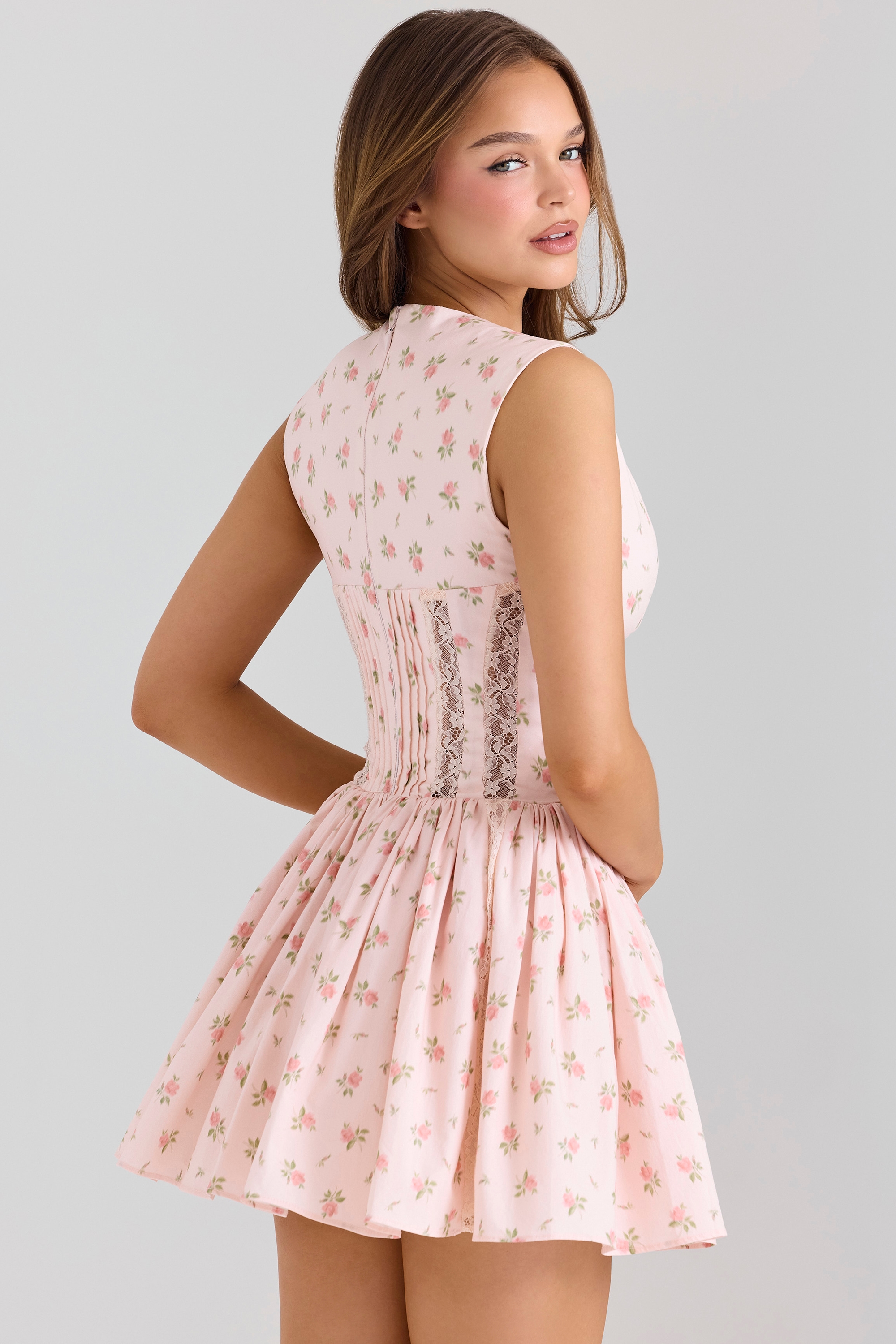 Carmel  Pink Stretch Cotton Floral Print Mini Dress — image 2