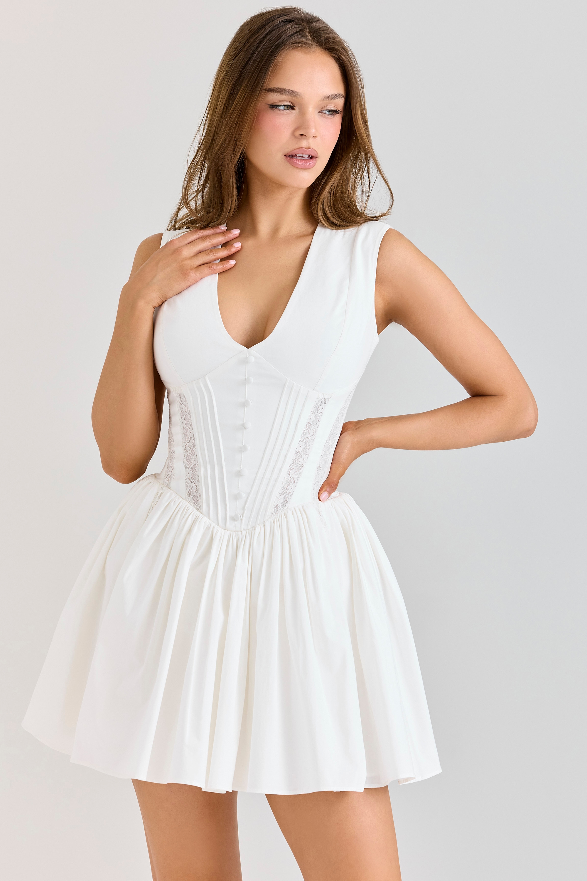 Carmel  White Stretch Cotton Mini Dress — image 3