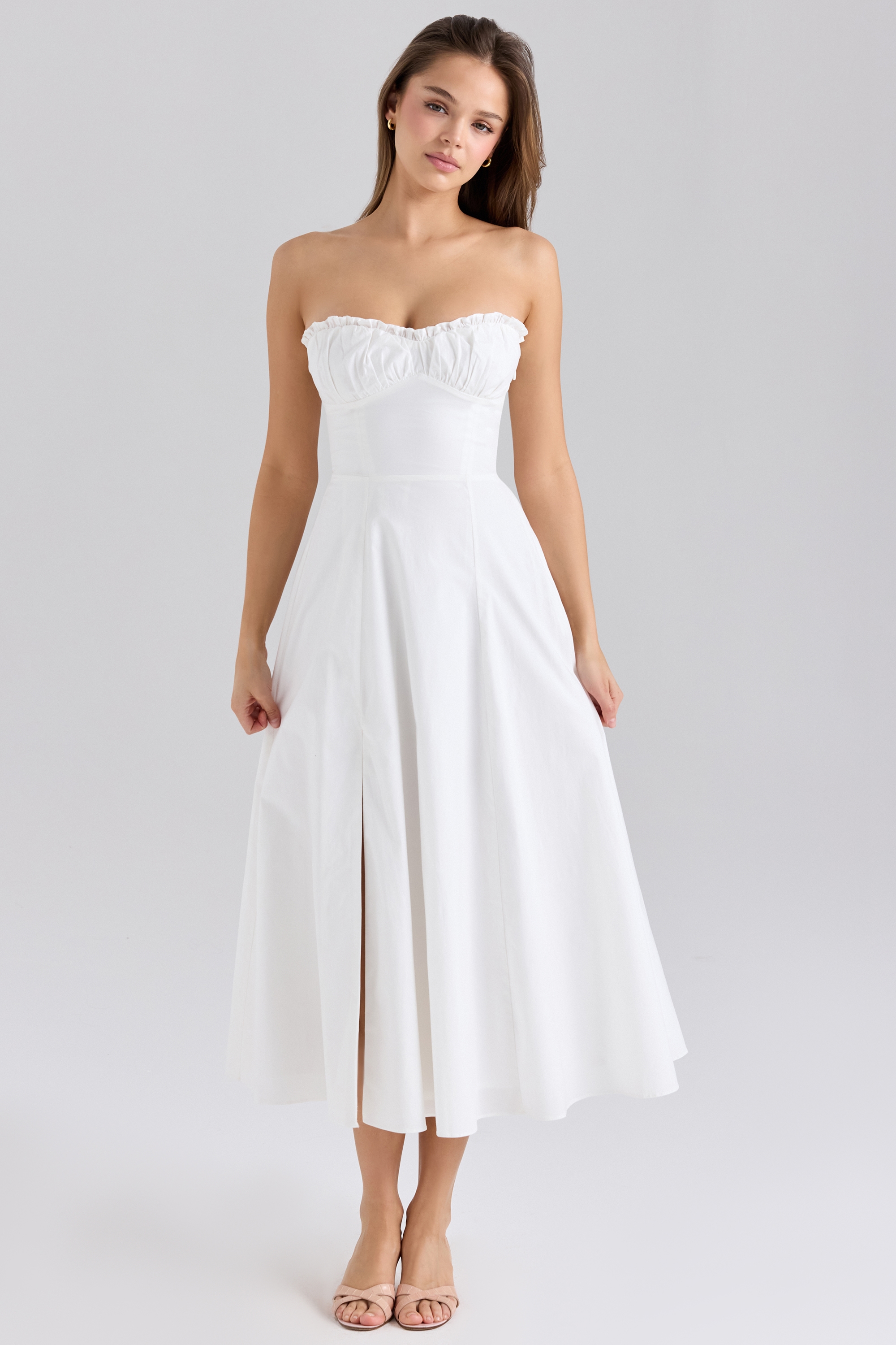 Clarabelle  Rose Print Cotton Detachable Corset Midi Sundress — image 2
