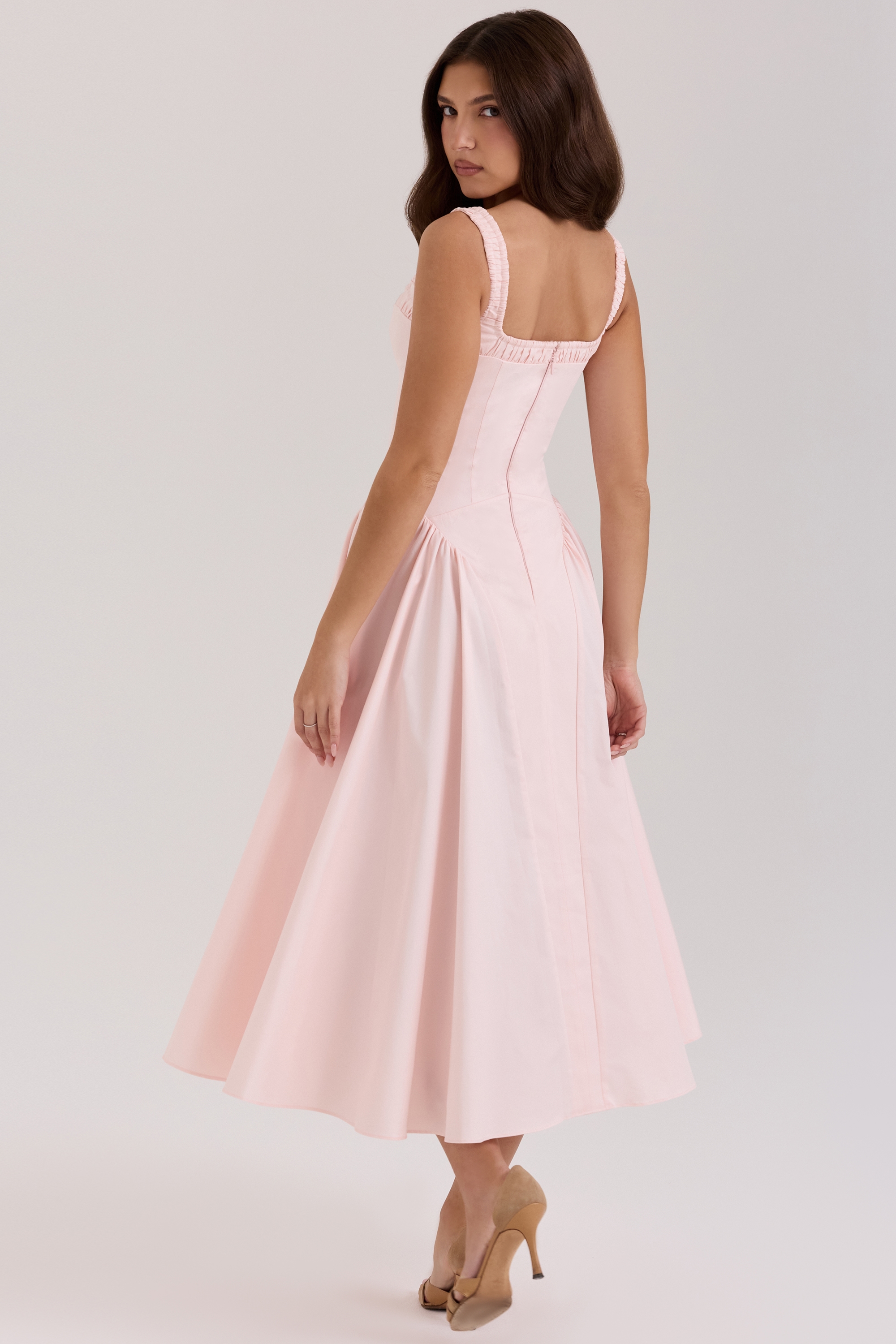 Dorothy  Rose Pink Stretch Cotton Midi Sundress — image 6