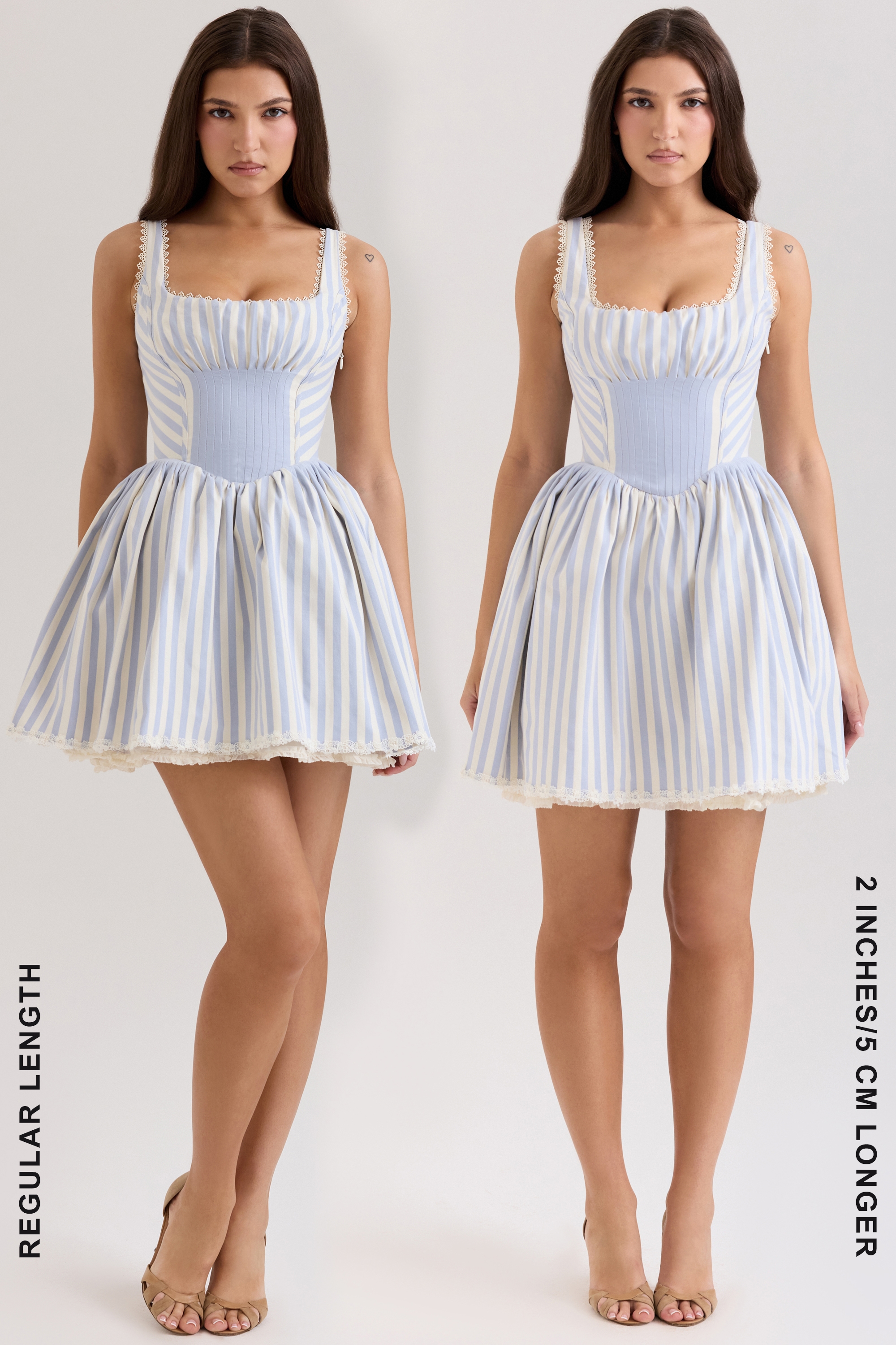Liesl  Blue Striped Pintucked Mini Dress — image 7