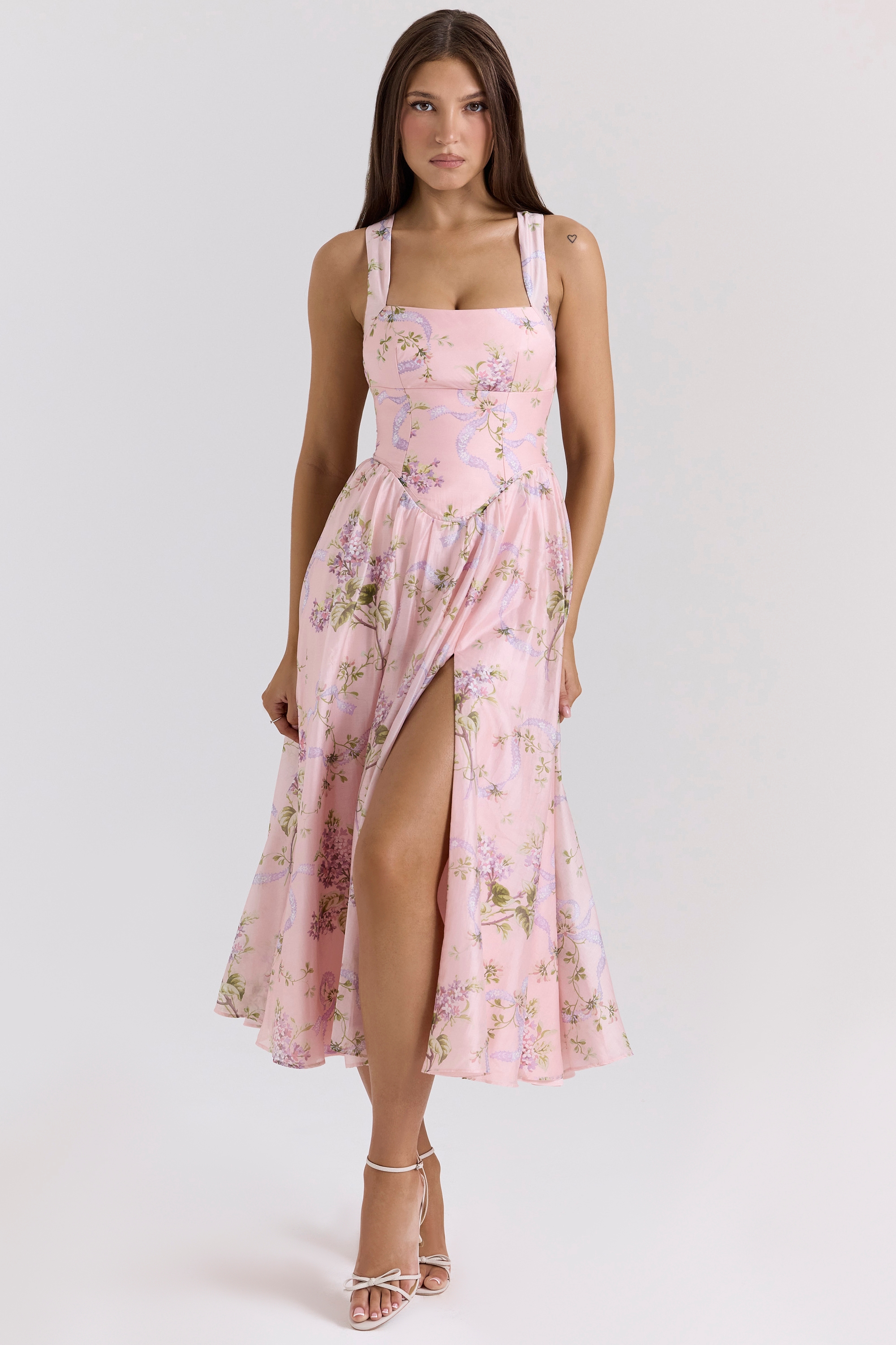 Minerva  Pink Floaty Chiffon Midi Sundress — image 3