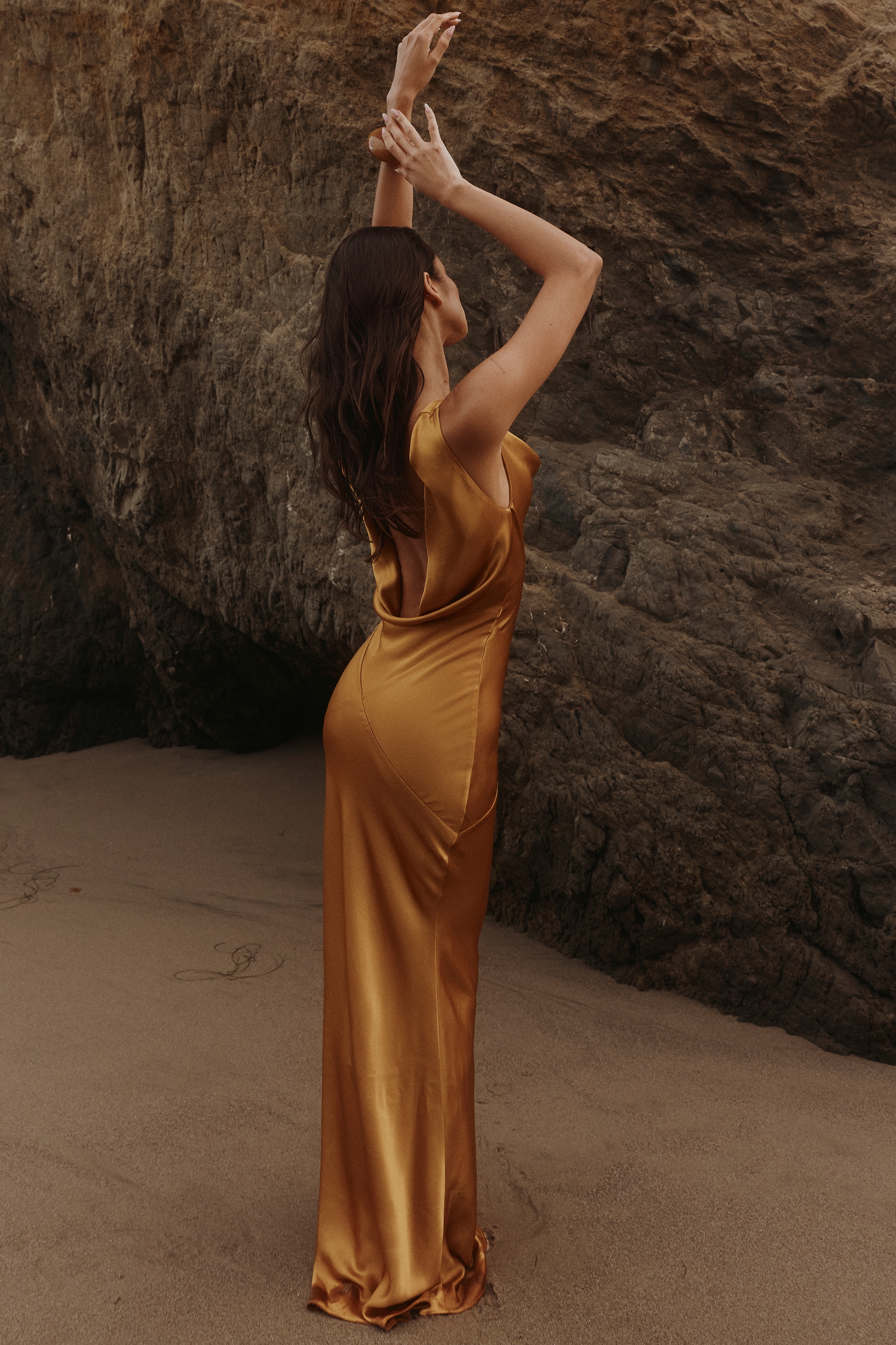 Safaira  Amber Satin Draped Cowl Neck Maxi Dress — image 2