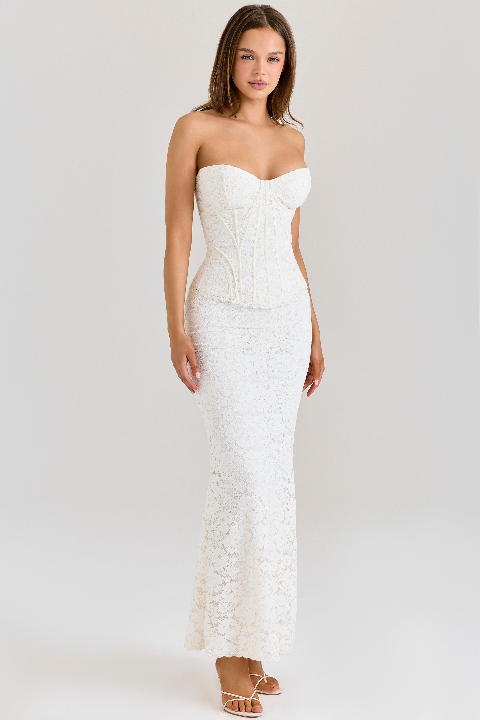 Solaine  Ivory Lace Corset Maxi Dress — image 5
