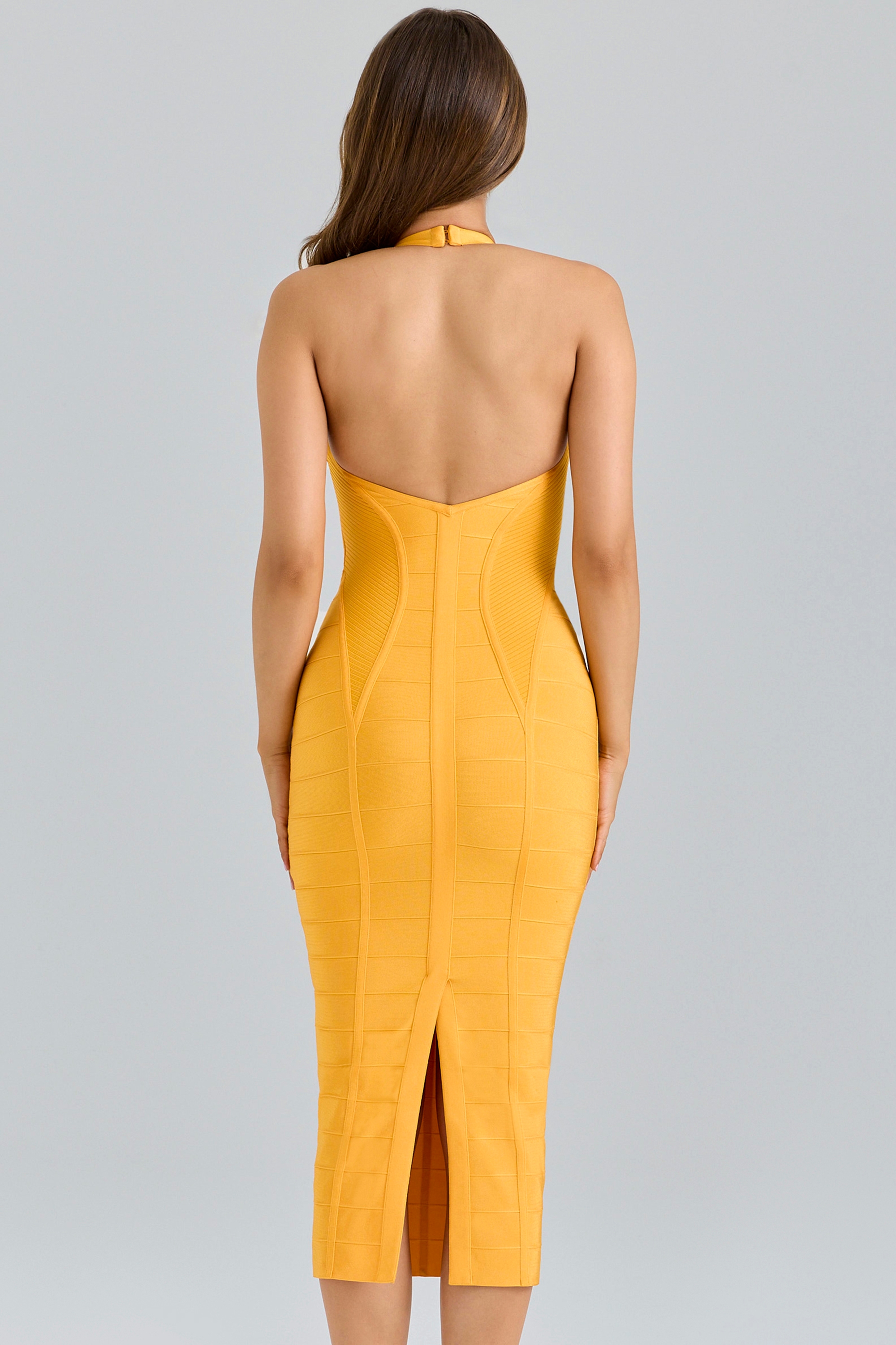 The Sculpt  Orange Sherbet Midi Bandage Dress — image 6