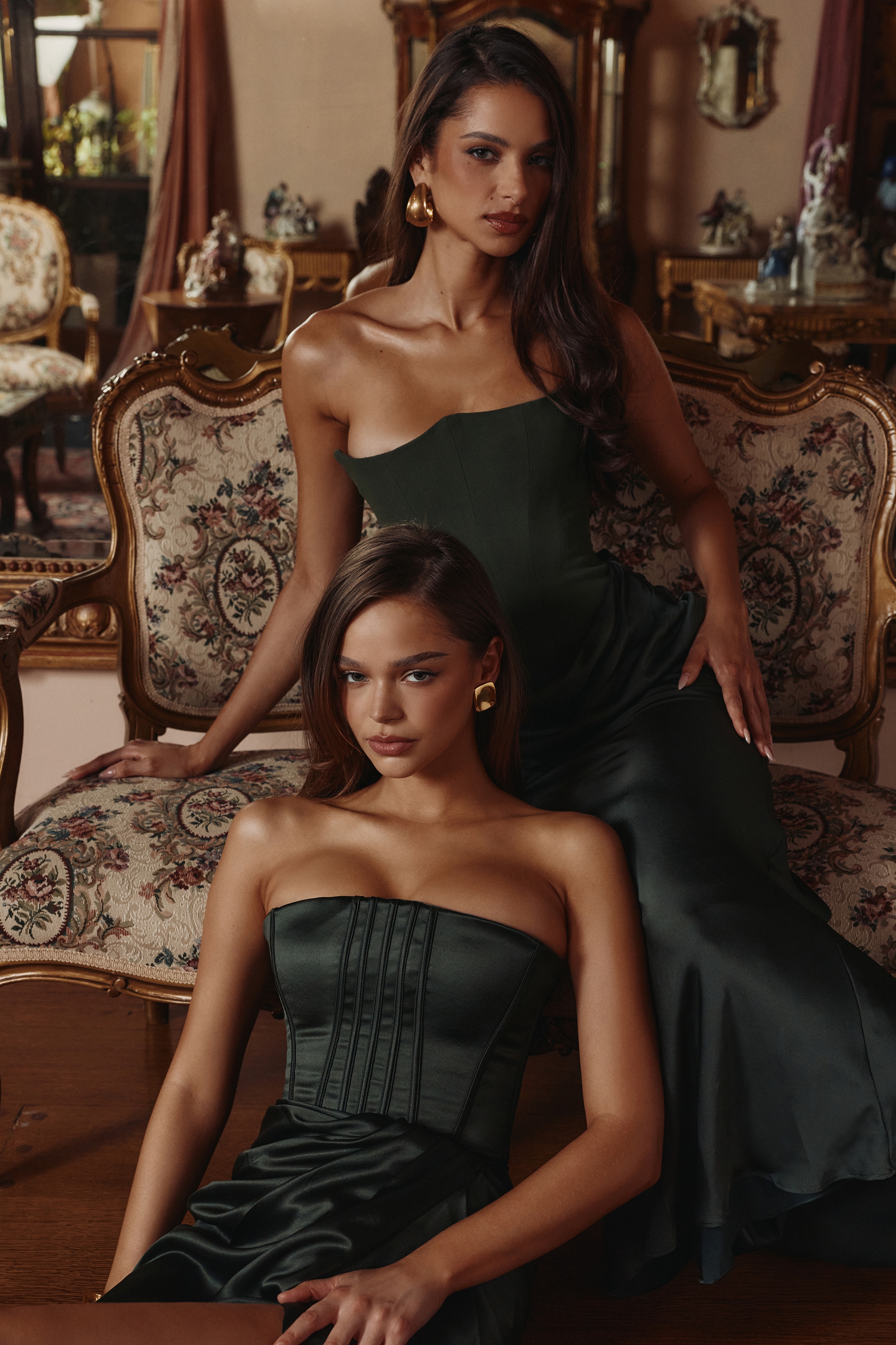 Carelle  Emerald Satin Strapless Maxi Dress — image 10