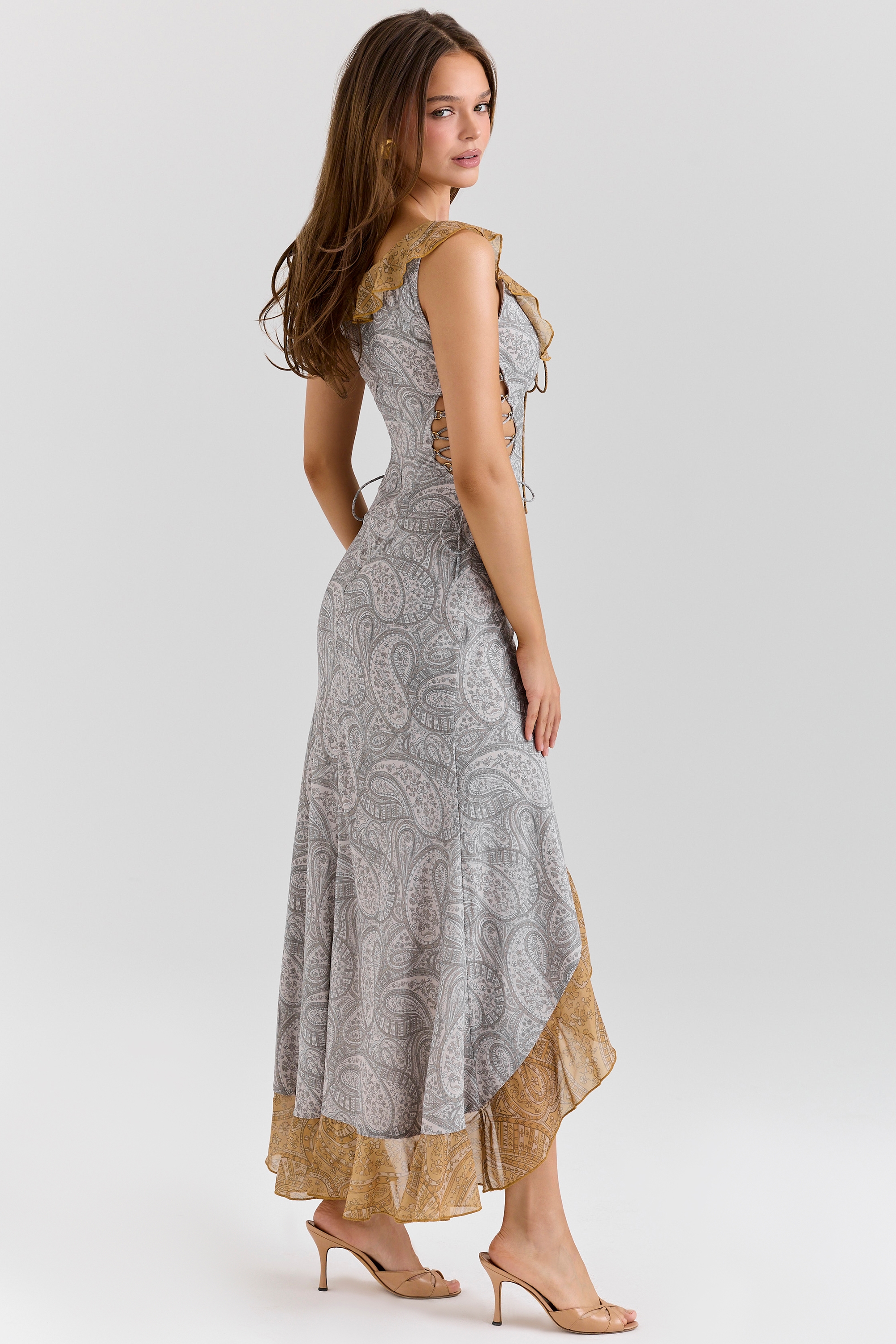 Aloura  Paisley Print Georgette Ruffle Maxi Dress — image 7