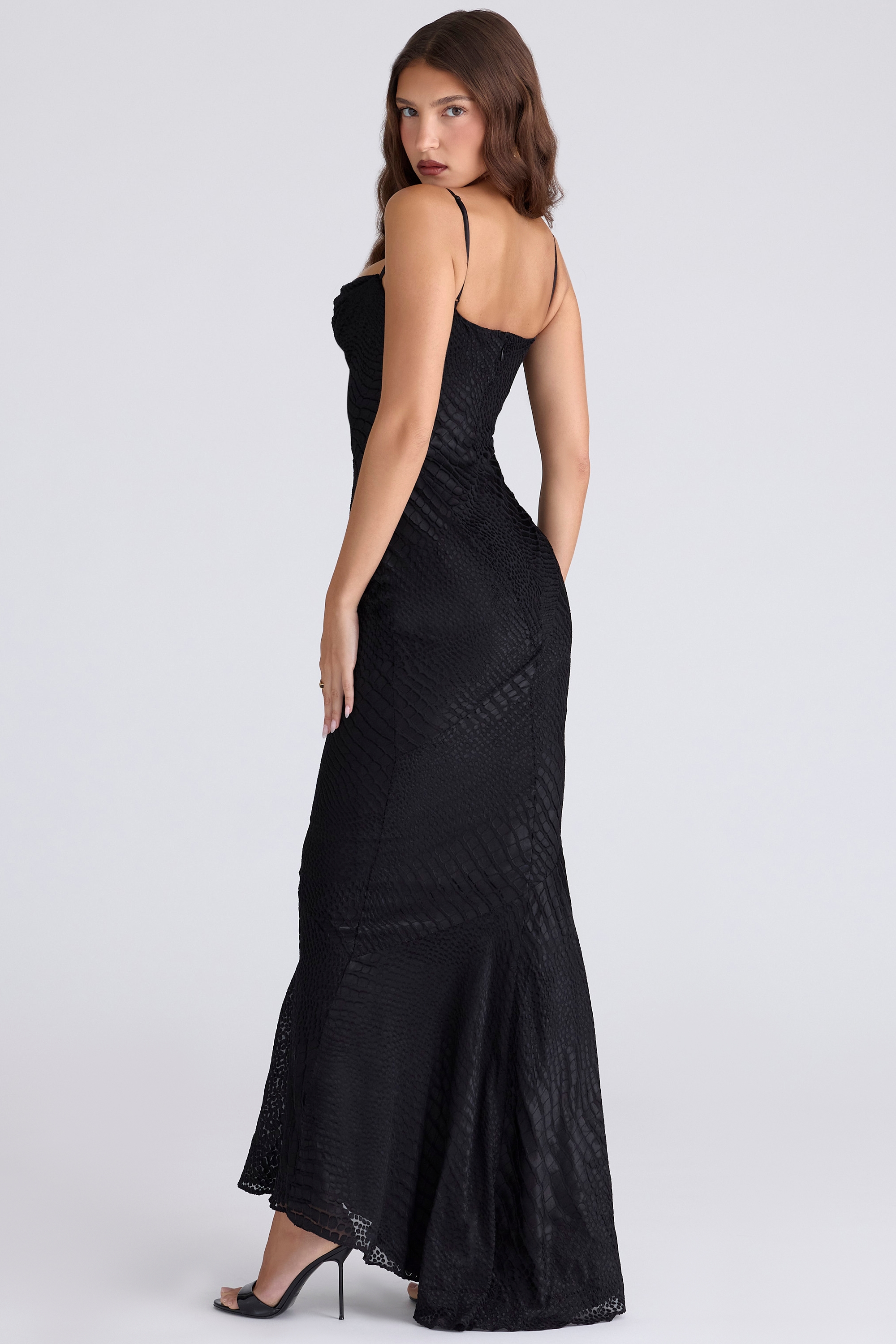Nalani  Black Devoré Satin Maxi Gown - Limited Edition — image 7