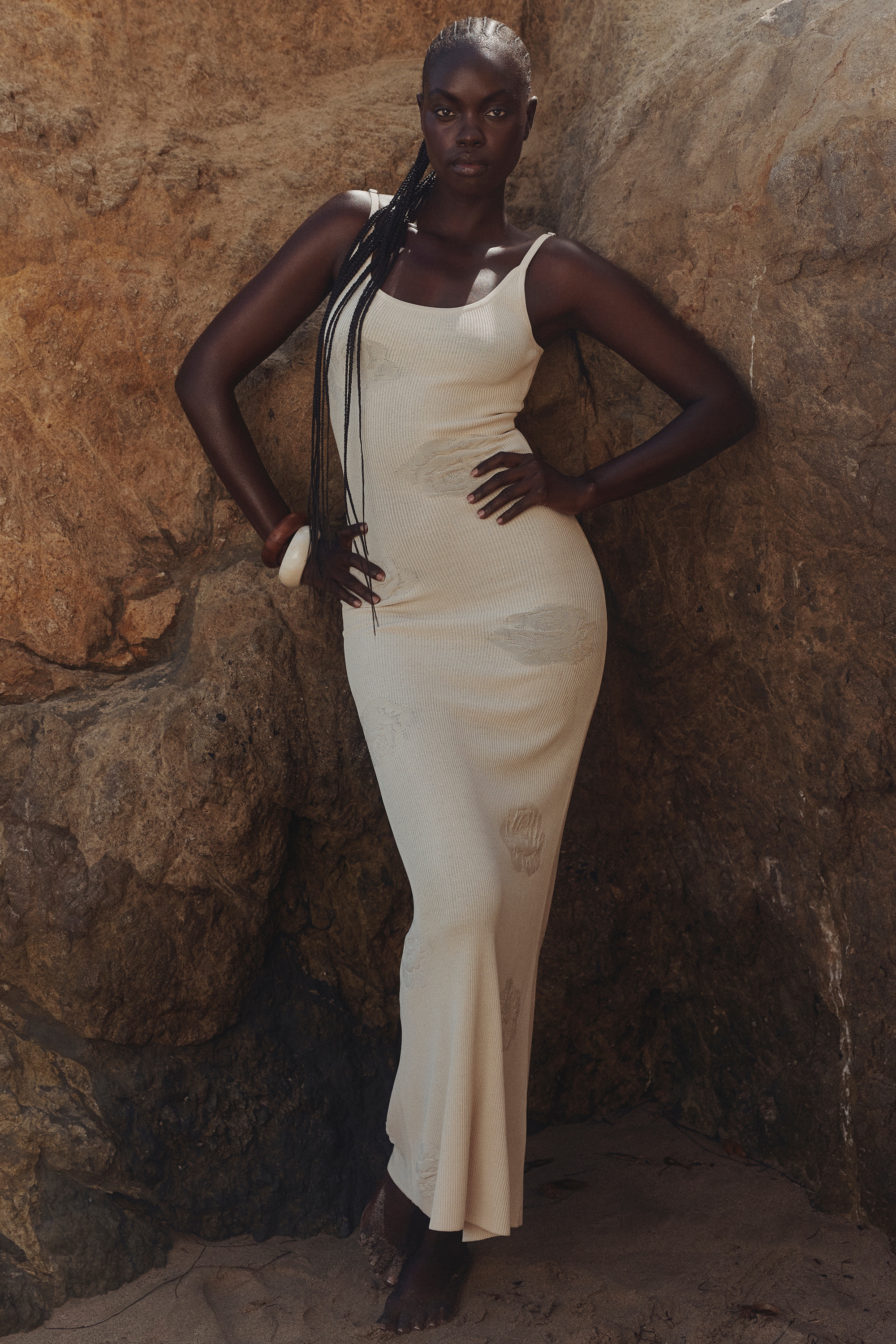 Dara  Ecru Rose Embroidered Maxi Dress — image 2