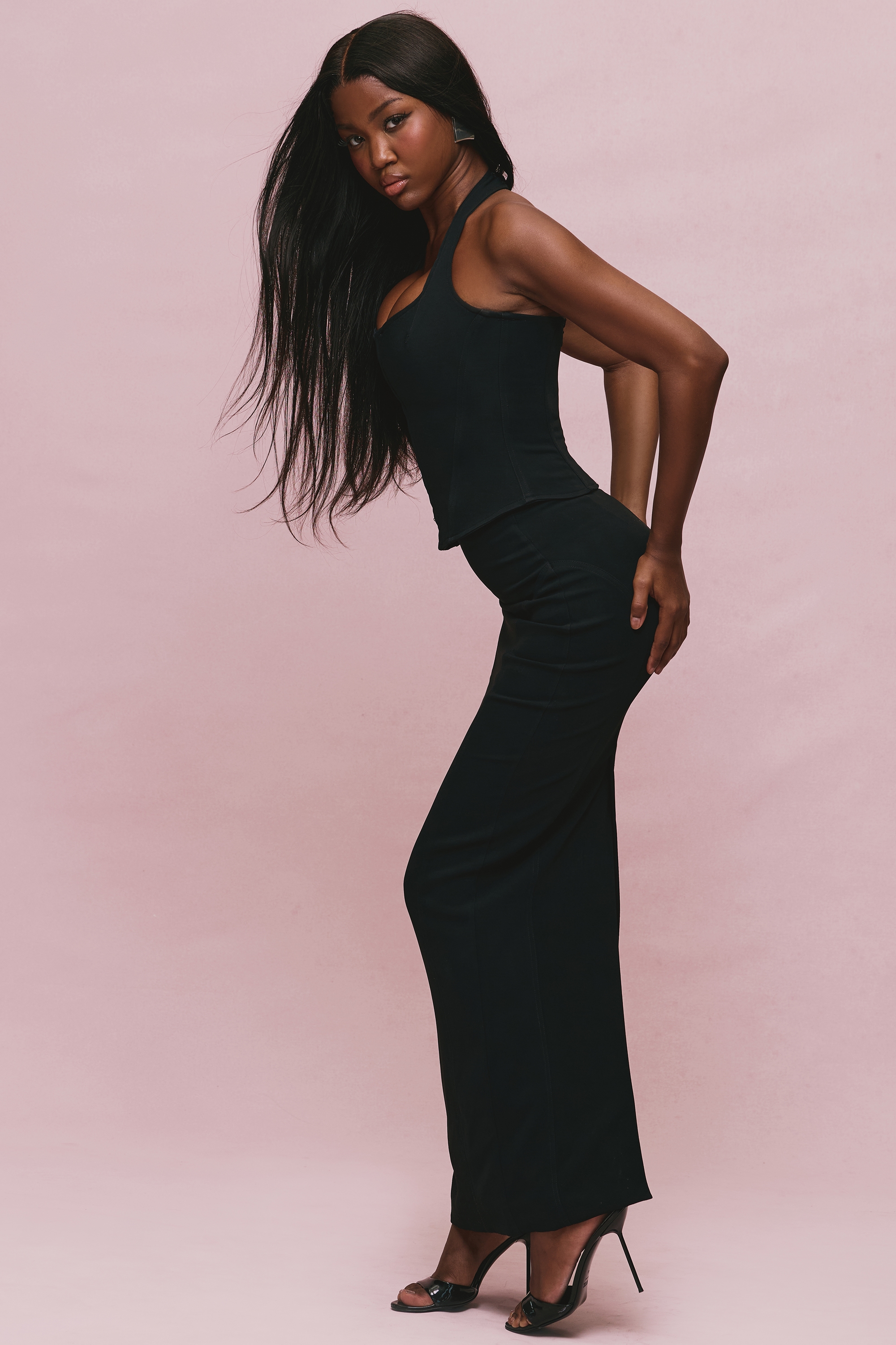 The Halter Neck  Black Stretch Corset Top — image 16