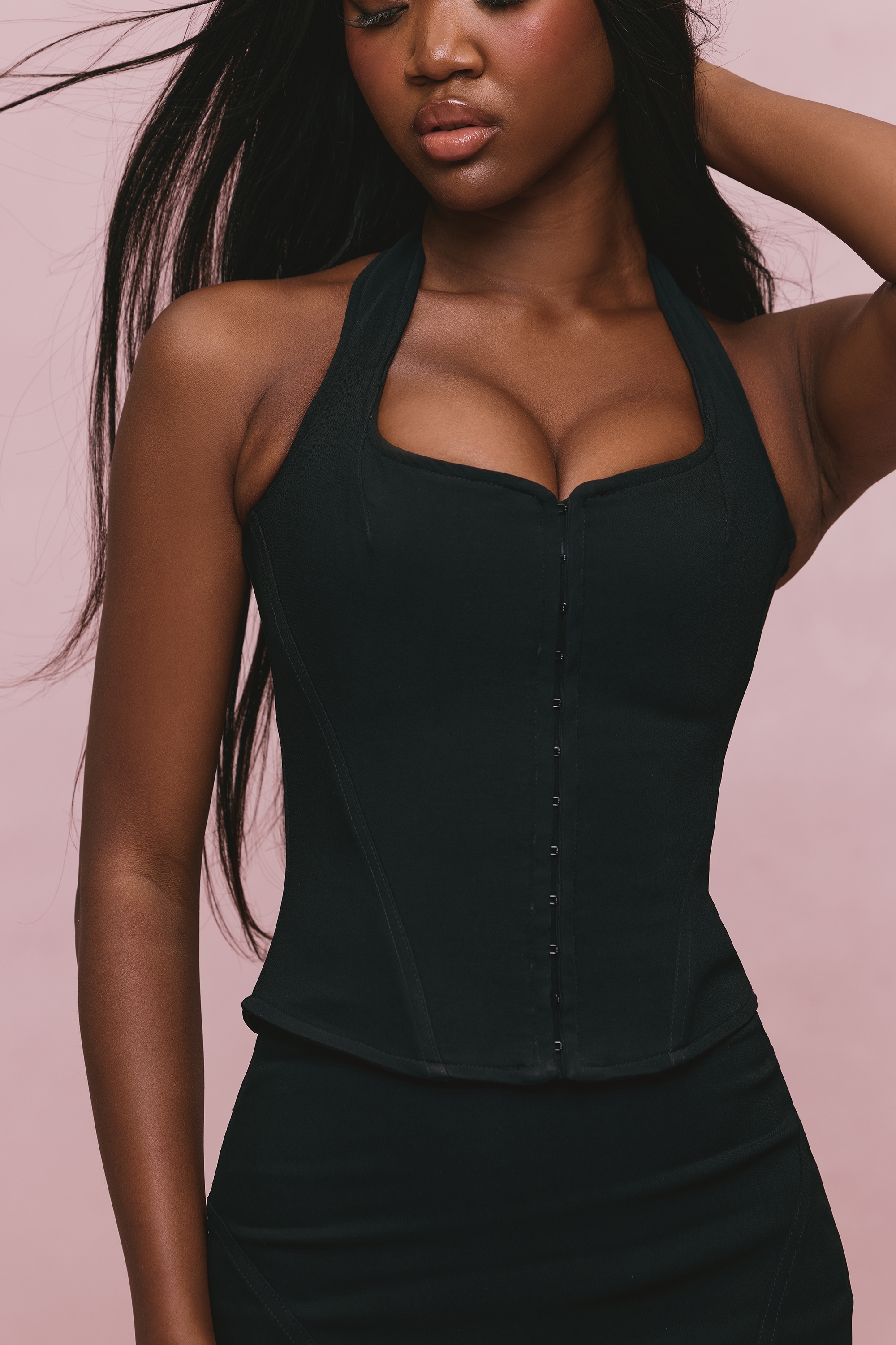 The Halter Neck  Black Stretch Corset Top — image 15