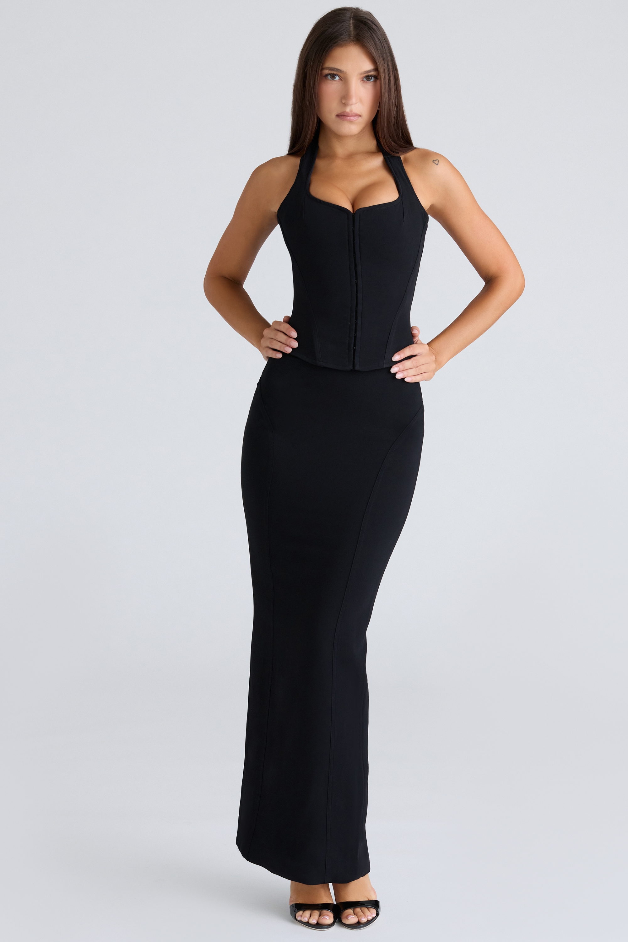 The Halter Neck  Black Stretch Corset Top — image 3
