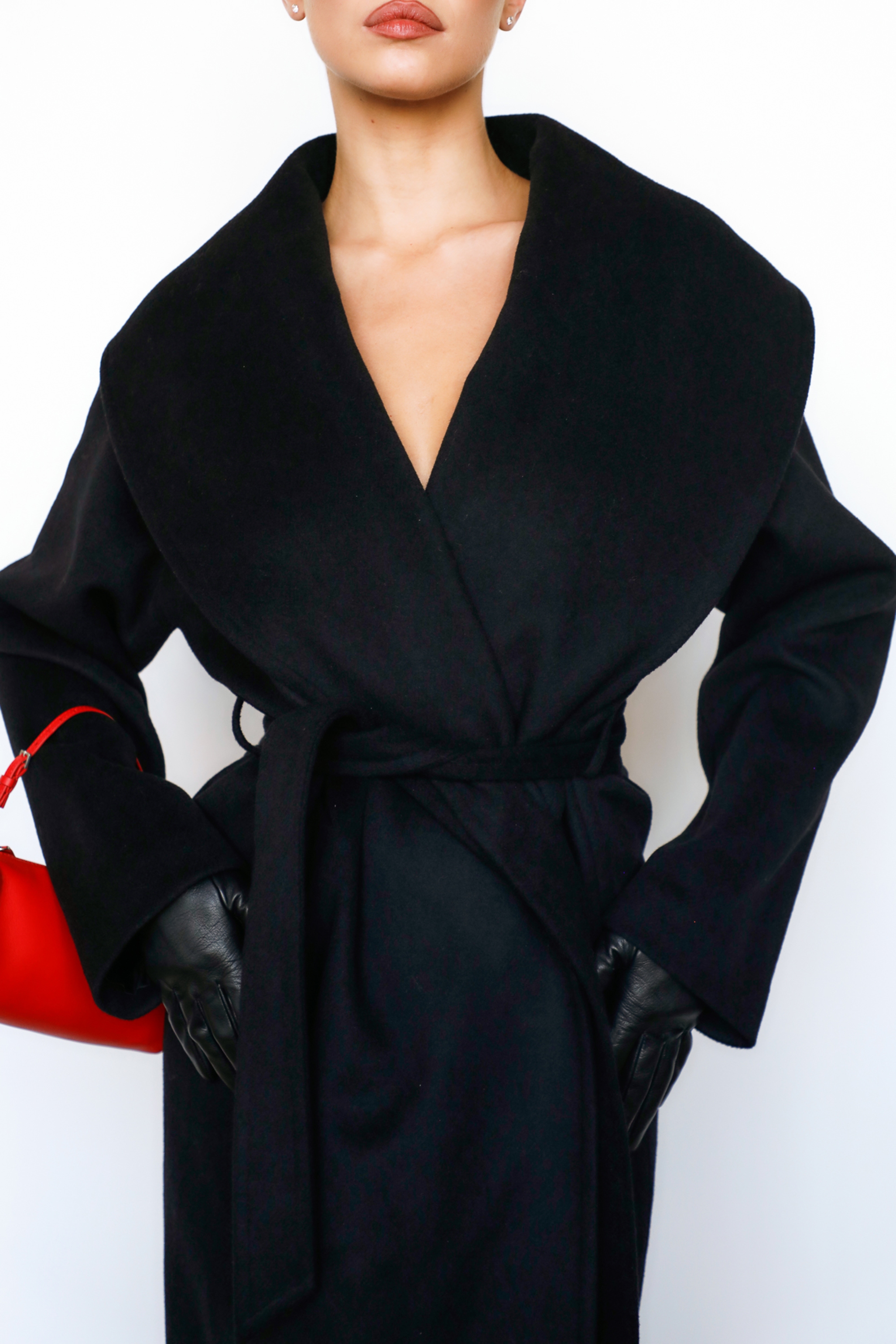 Cocoon  Black Wool Shawl Collar Coat — image 5