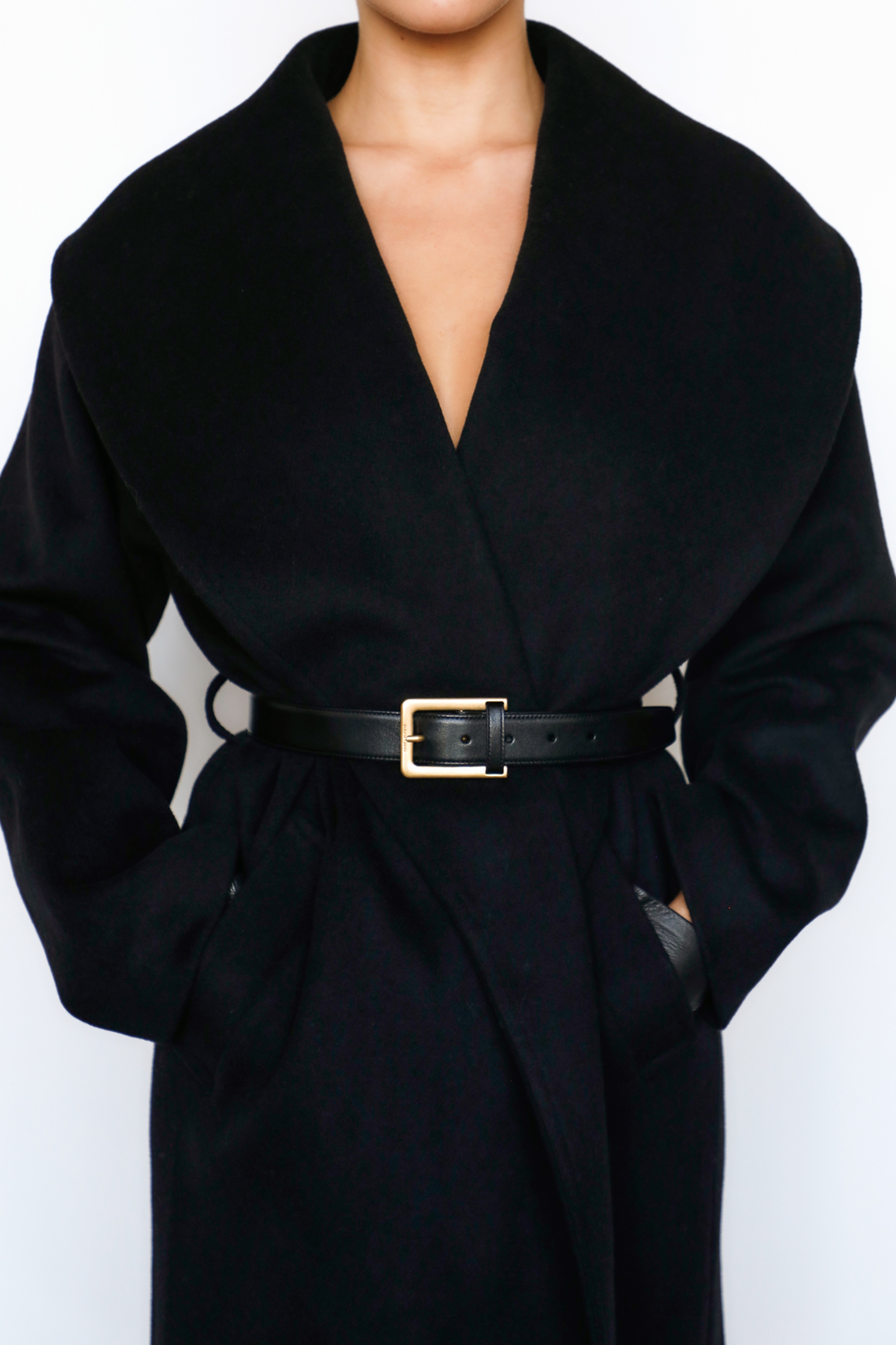 Cocoon  Black Wool Shawl Collar Coat — image 3