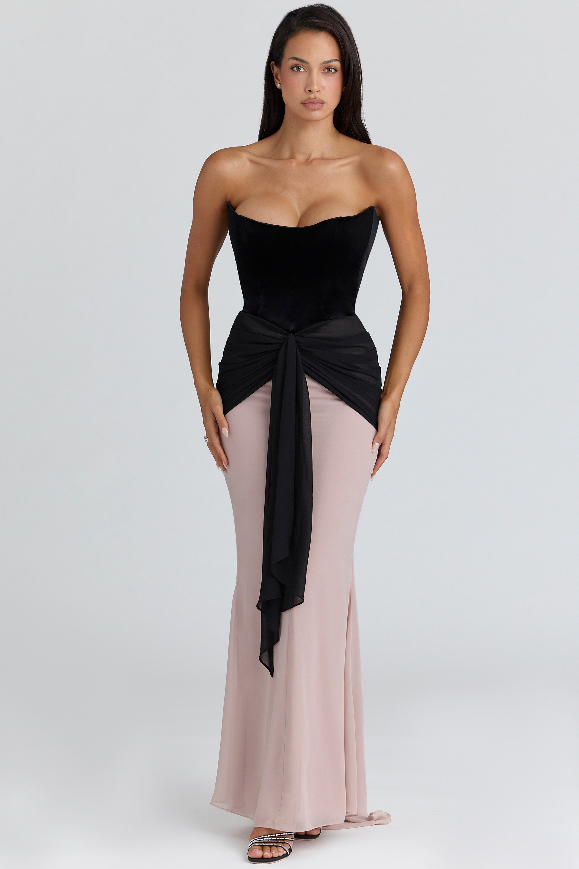 Clara  Black & Blush Chiffon Maxi Dress - Limited Edition — image 7