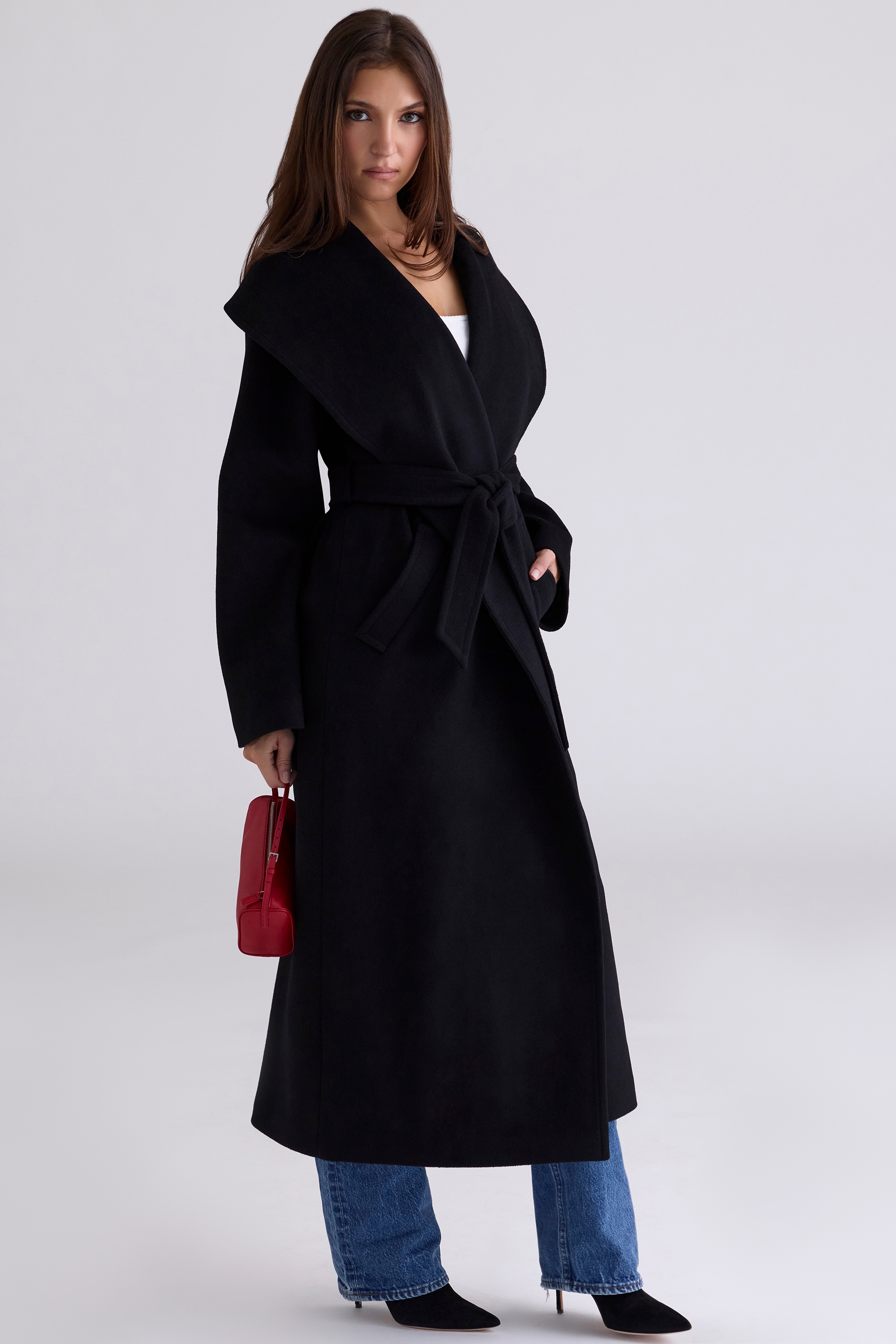 Cocoon  Black Wool Shawl Collar Coat — image 9
