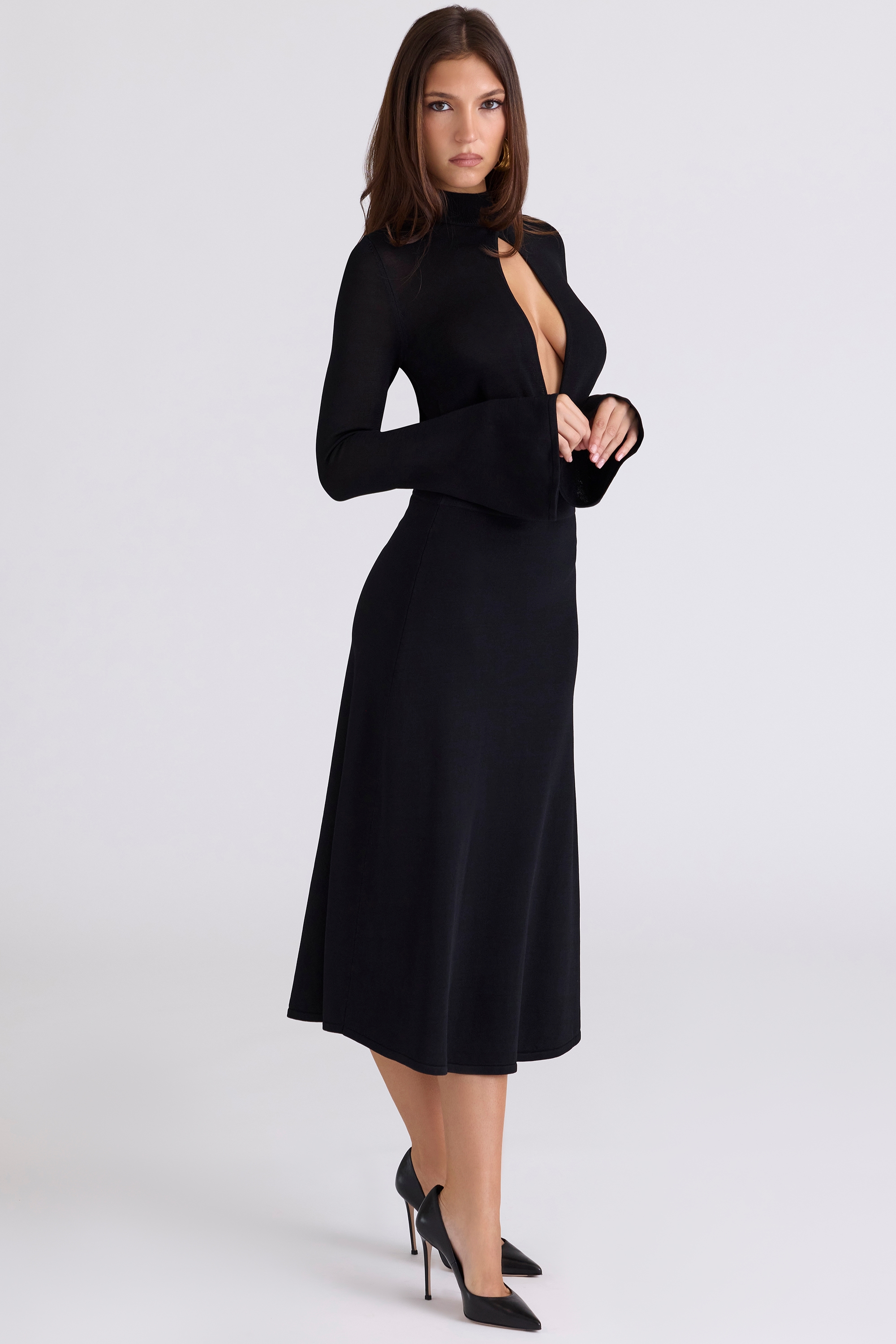 Asti  Black A-Line Midi Skirt — image 5