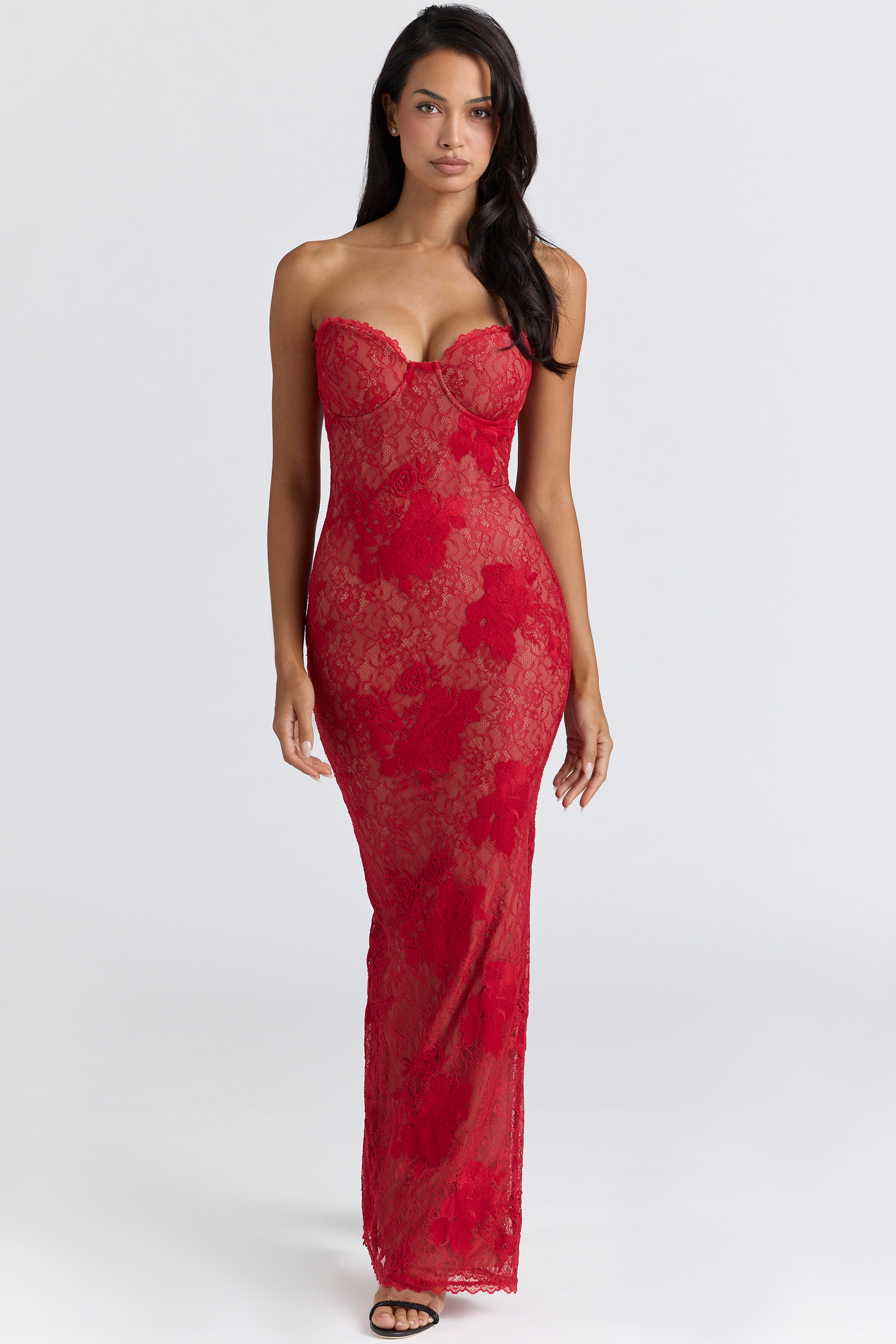 Lucienne  Red Lace Embroidered Maxi Dress - Limited Edition — image 7