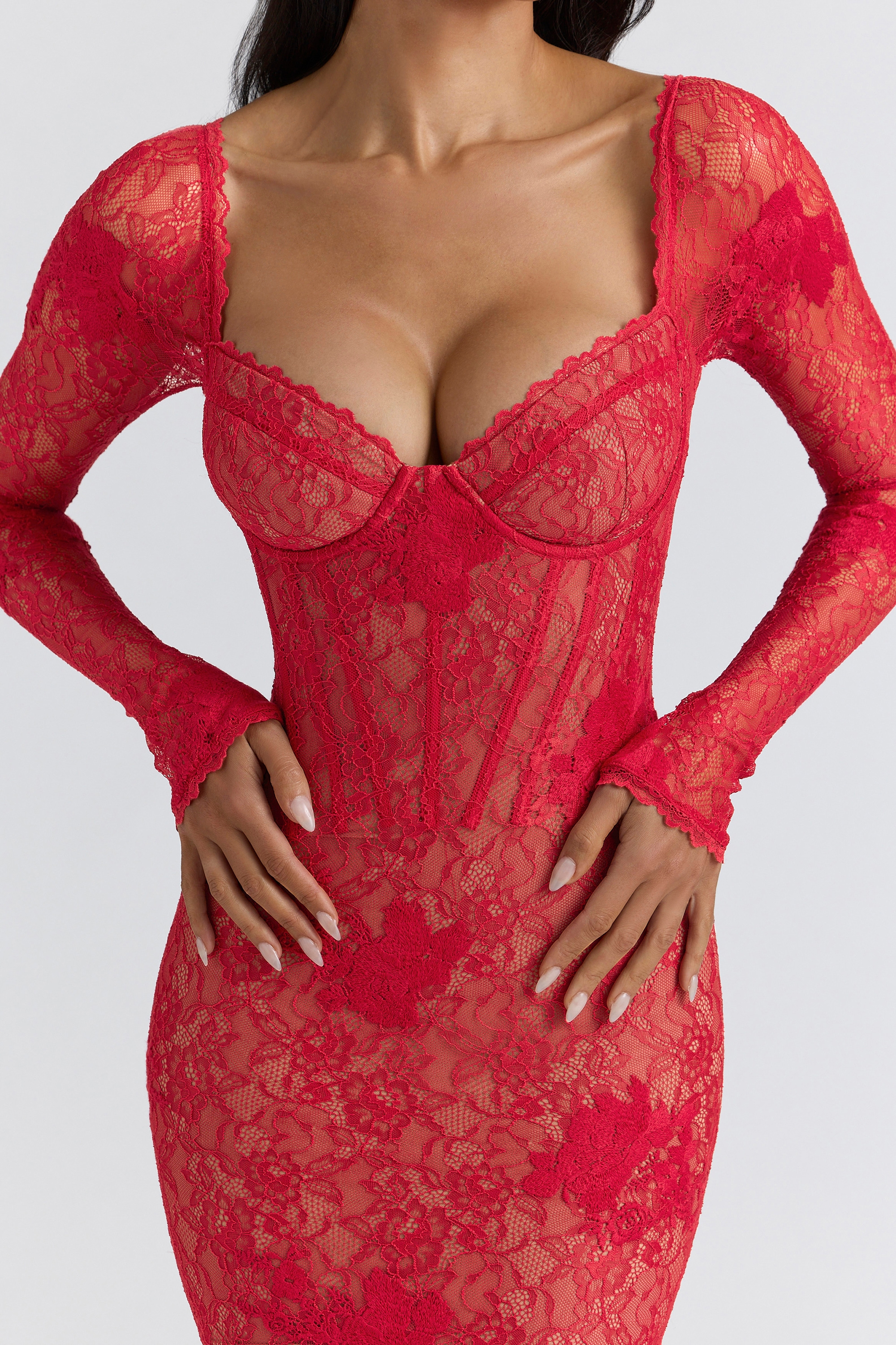 Lucienne  Red Lace Embroidered Mini Dress - Limited Edition — image 6
