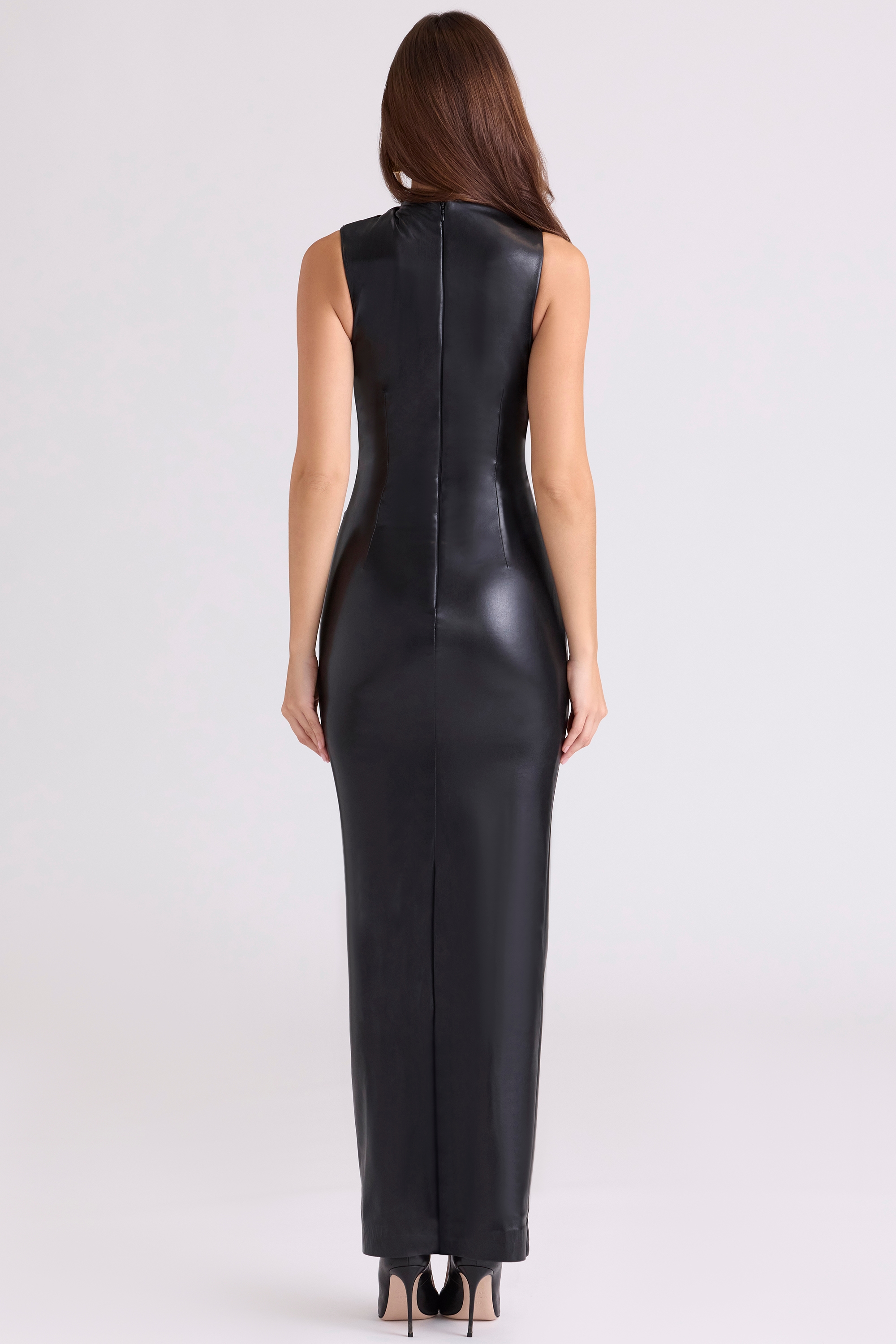 Maya  Black Vegan Leather Maxi Dress — image 7