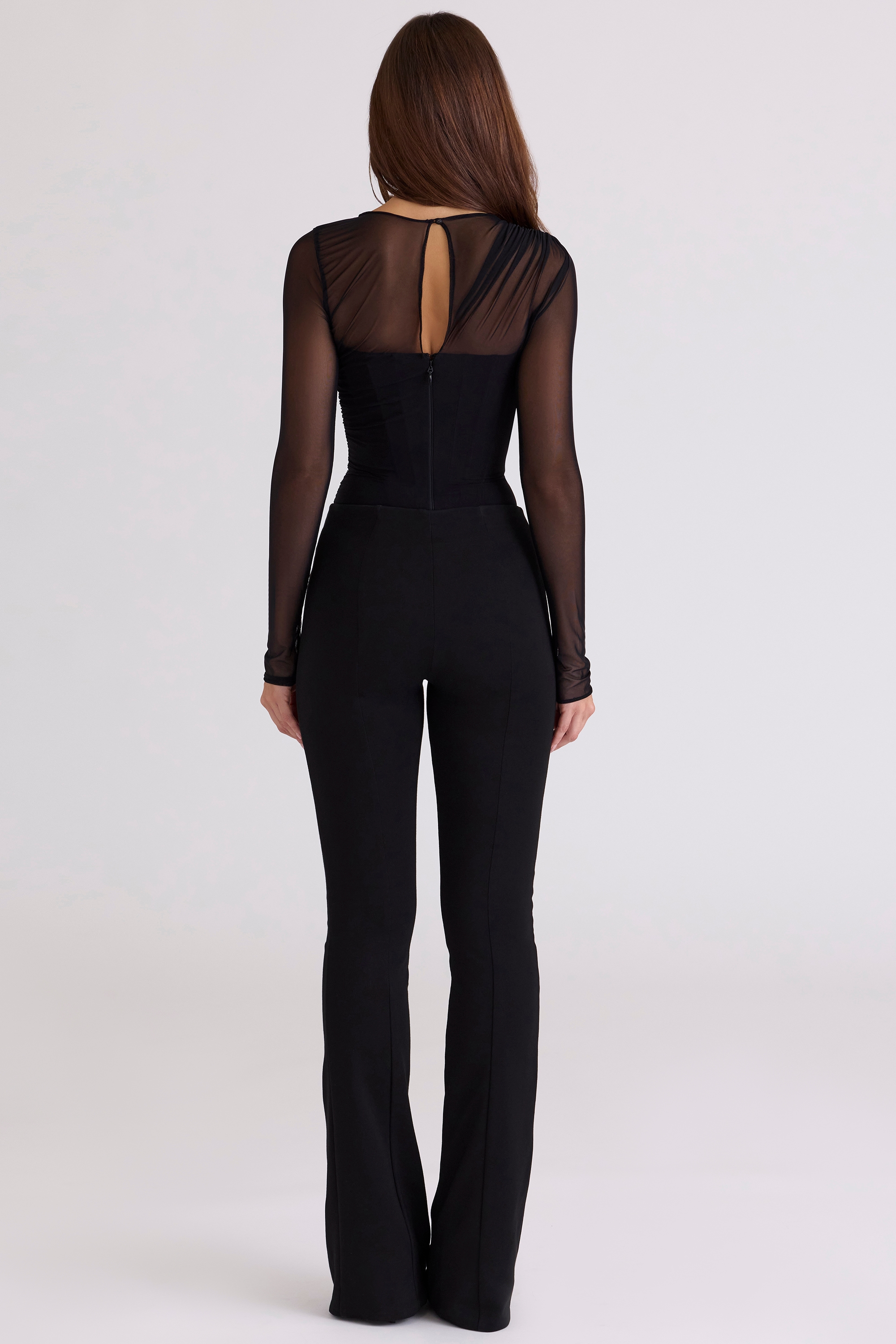 Orelia  Black Draped Mesh Bodysuit — image 6