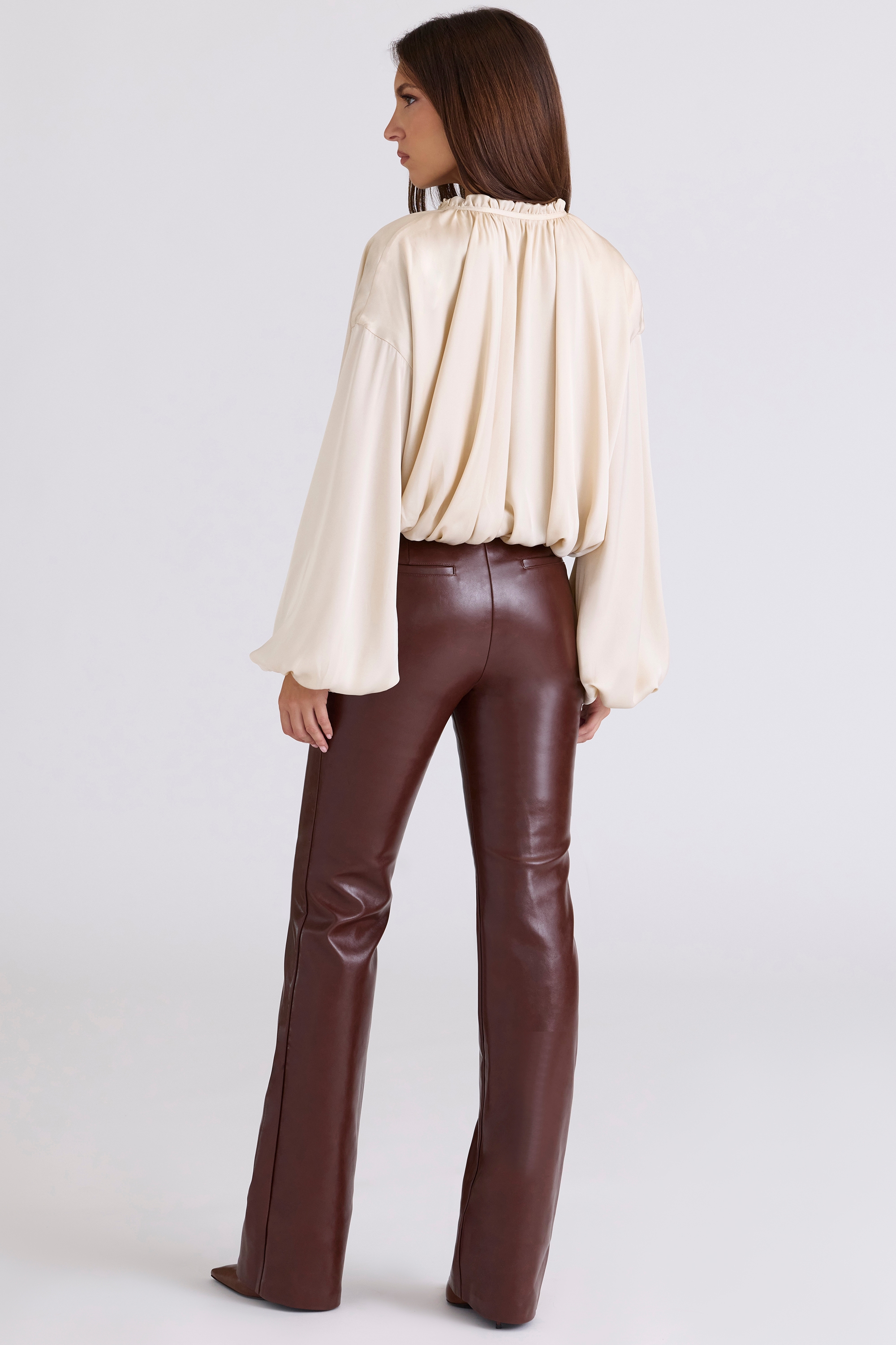 Adara  Chocolate Vegan Leather Trousers — image 9