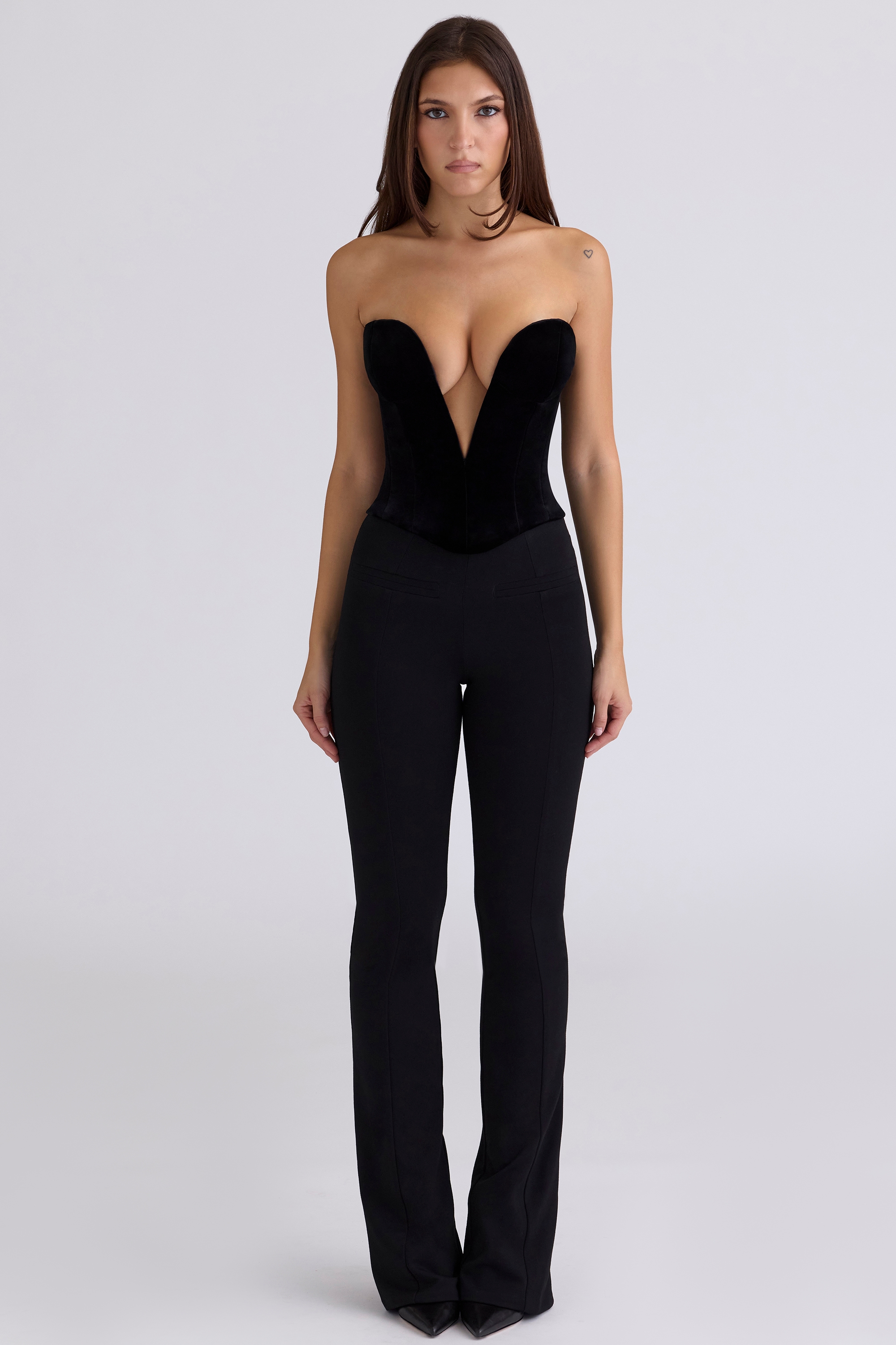 Vienne  Black Velvet Deep Plunge Corset Top — image 3