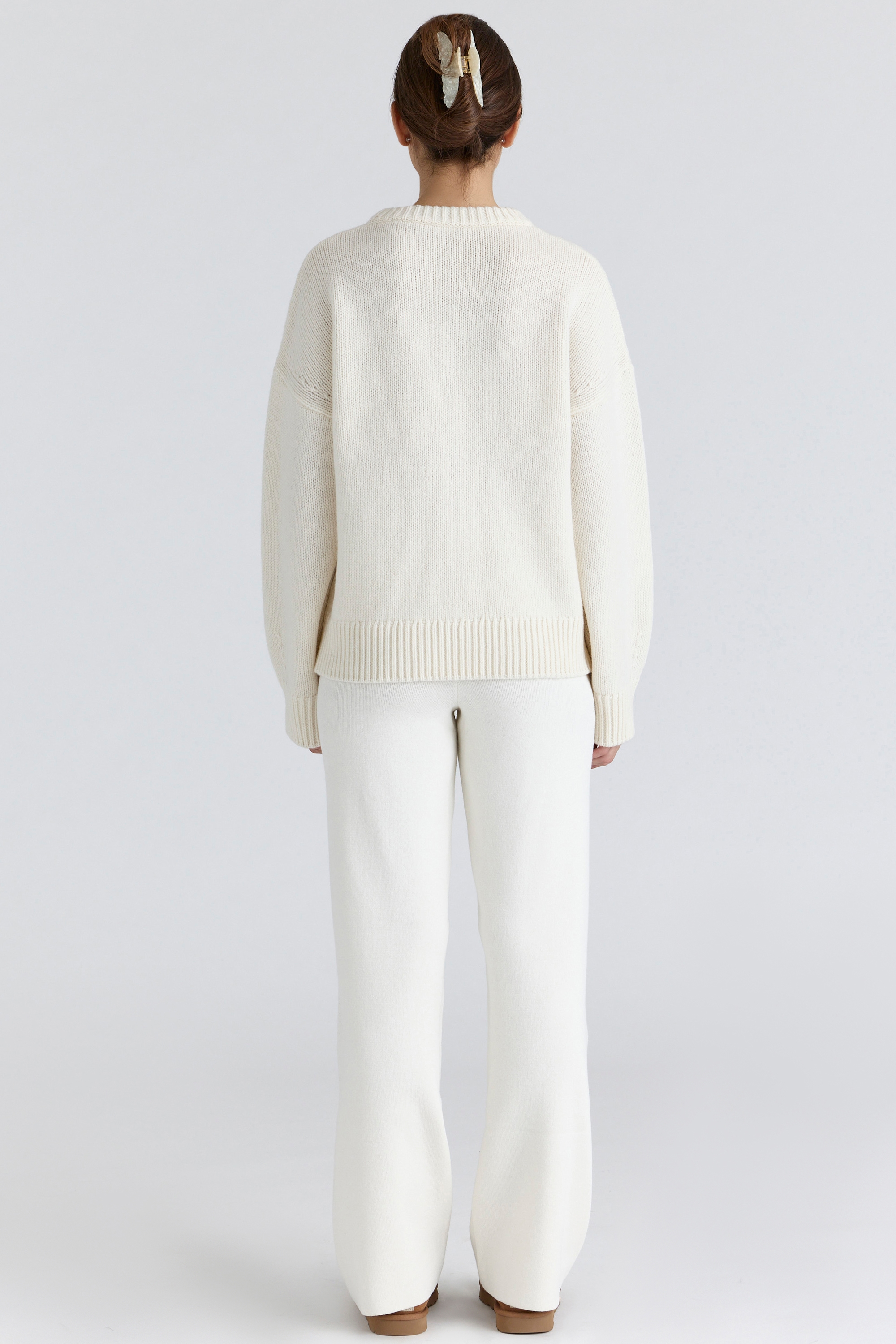 Andie  Ivory Merino Wool Knit Trousers — image 6