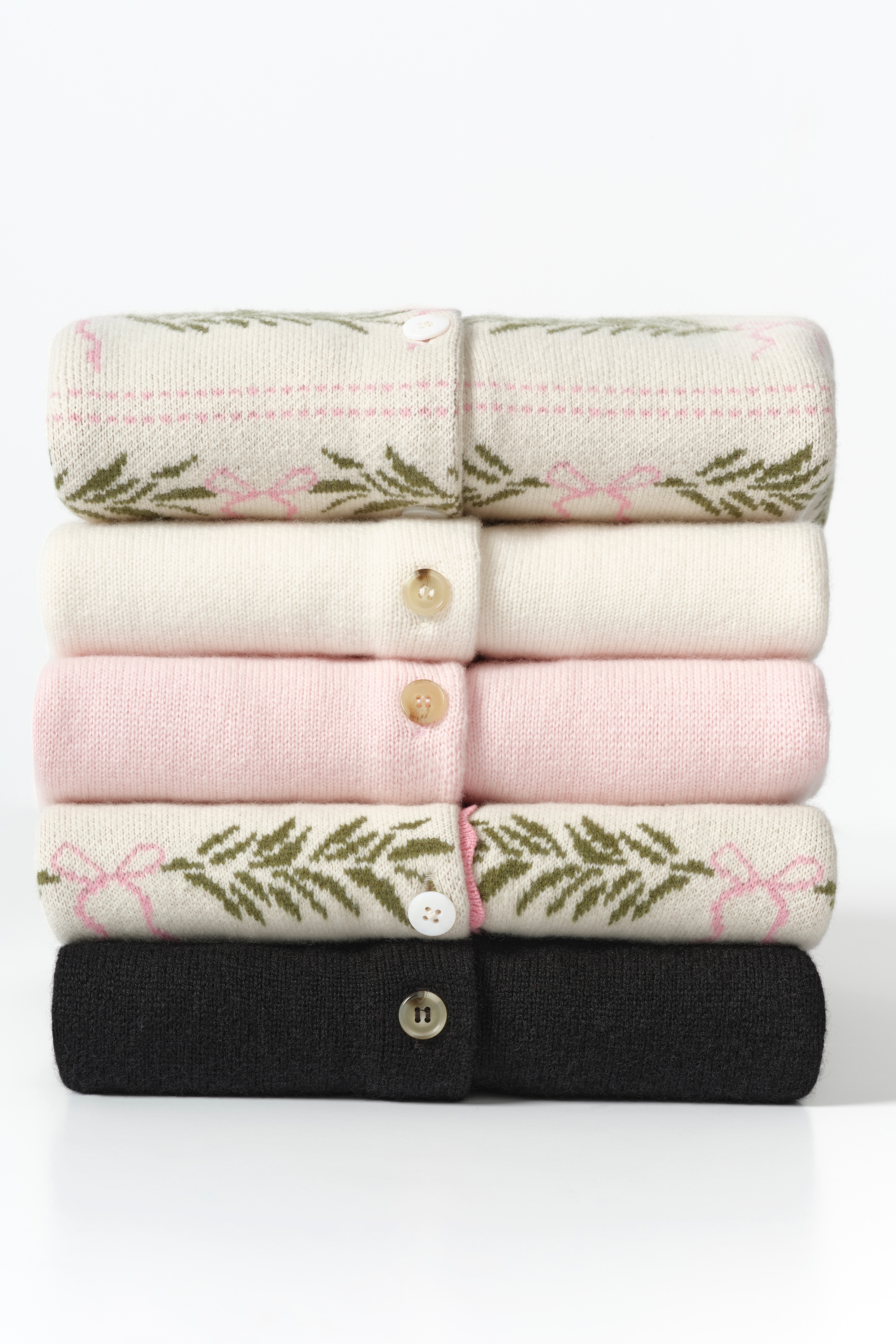 Mistle-Bow  Cream Jacqard Wool Cardigan — image 11