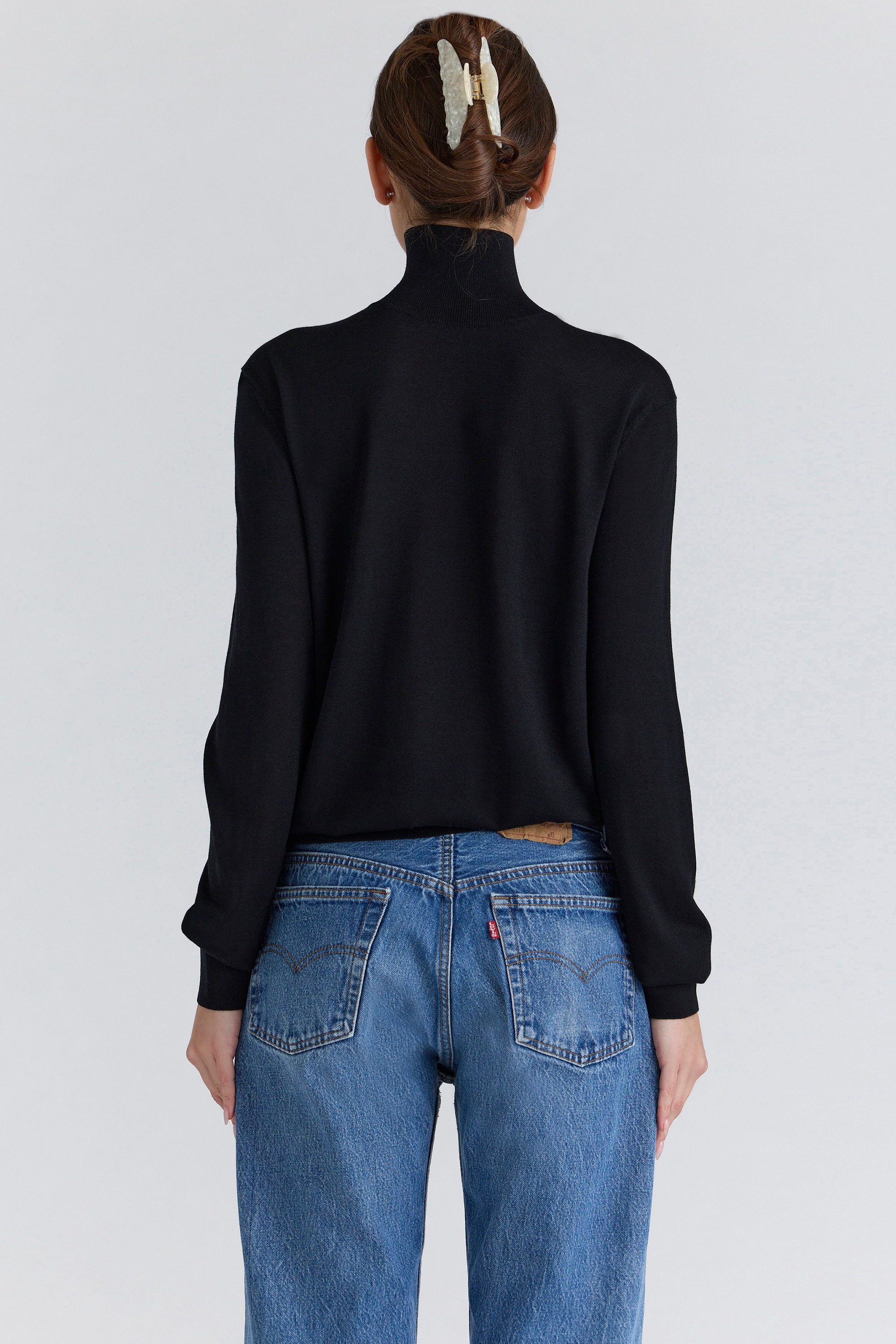 Angel  Black Silk + Wool Roll Neck Sweater — image 7