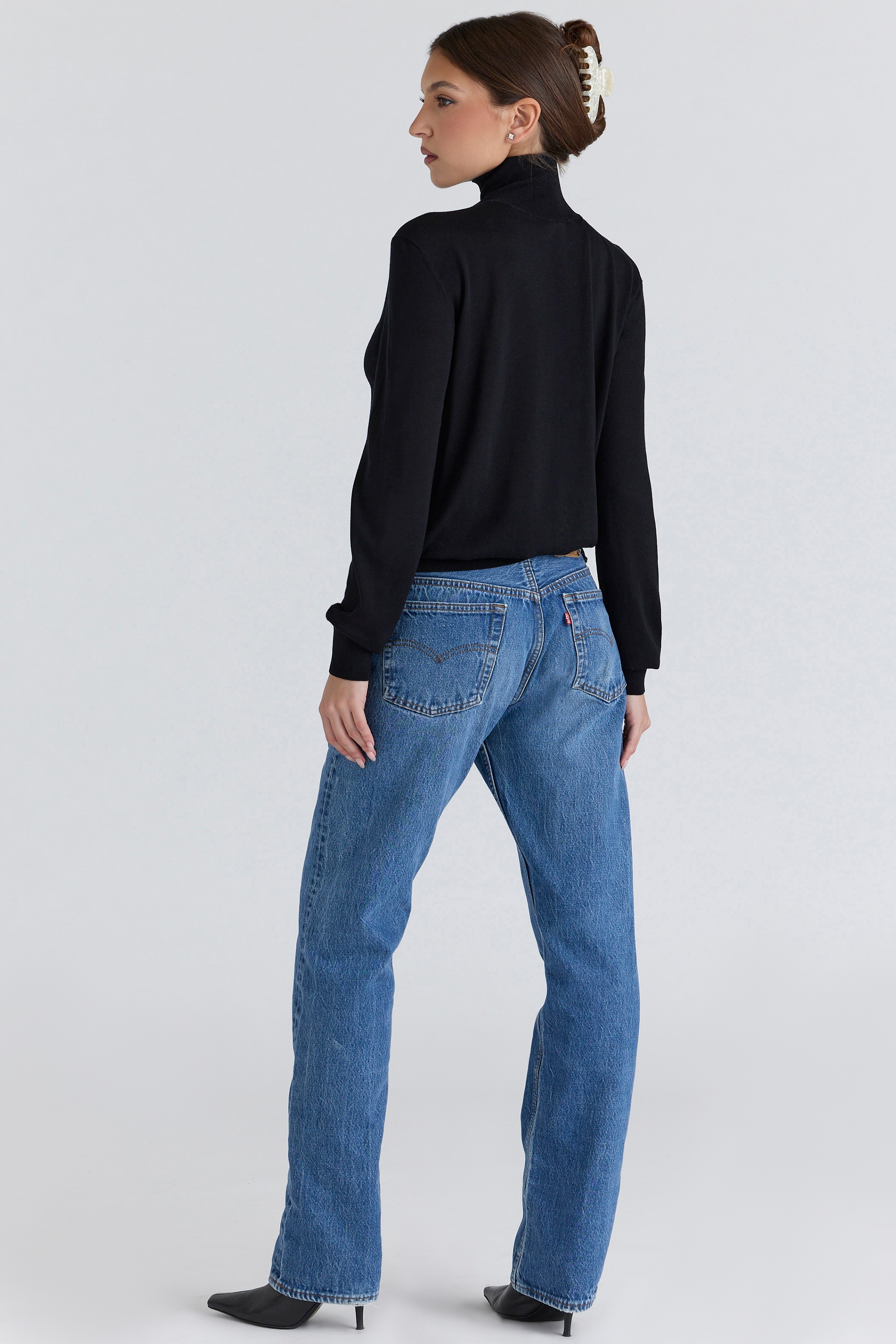Angel  Black Silk + Wool Roll Neck Sweater — image 6