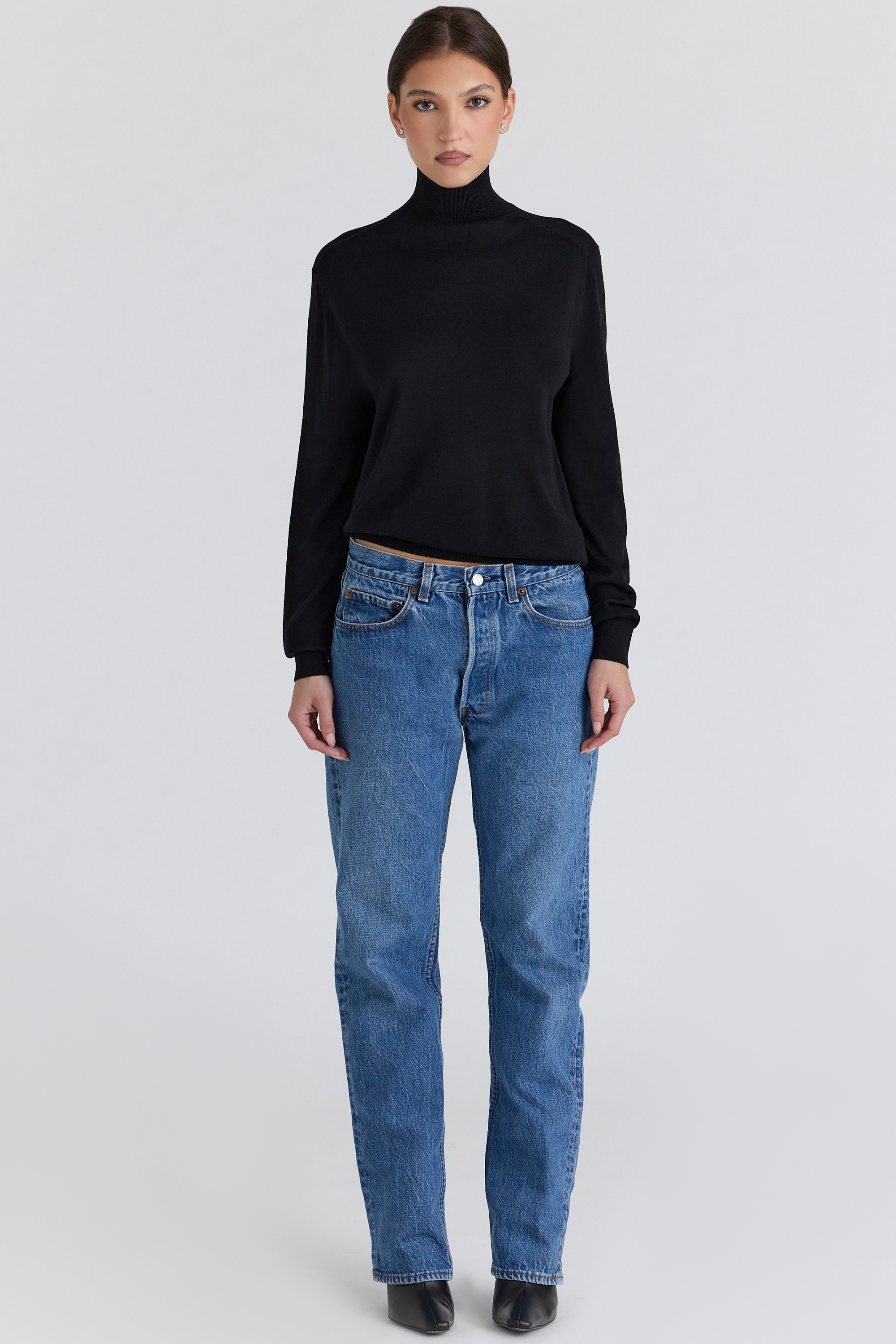 Angel  Black Silk + Wool Roll Neck Sweater — image 3