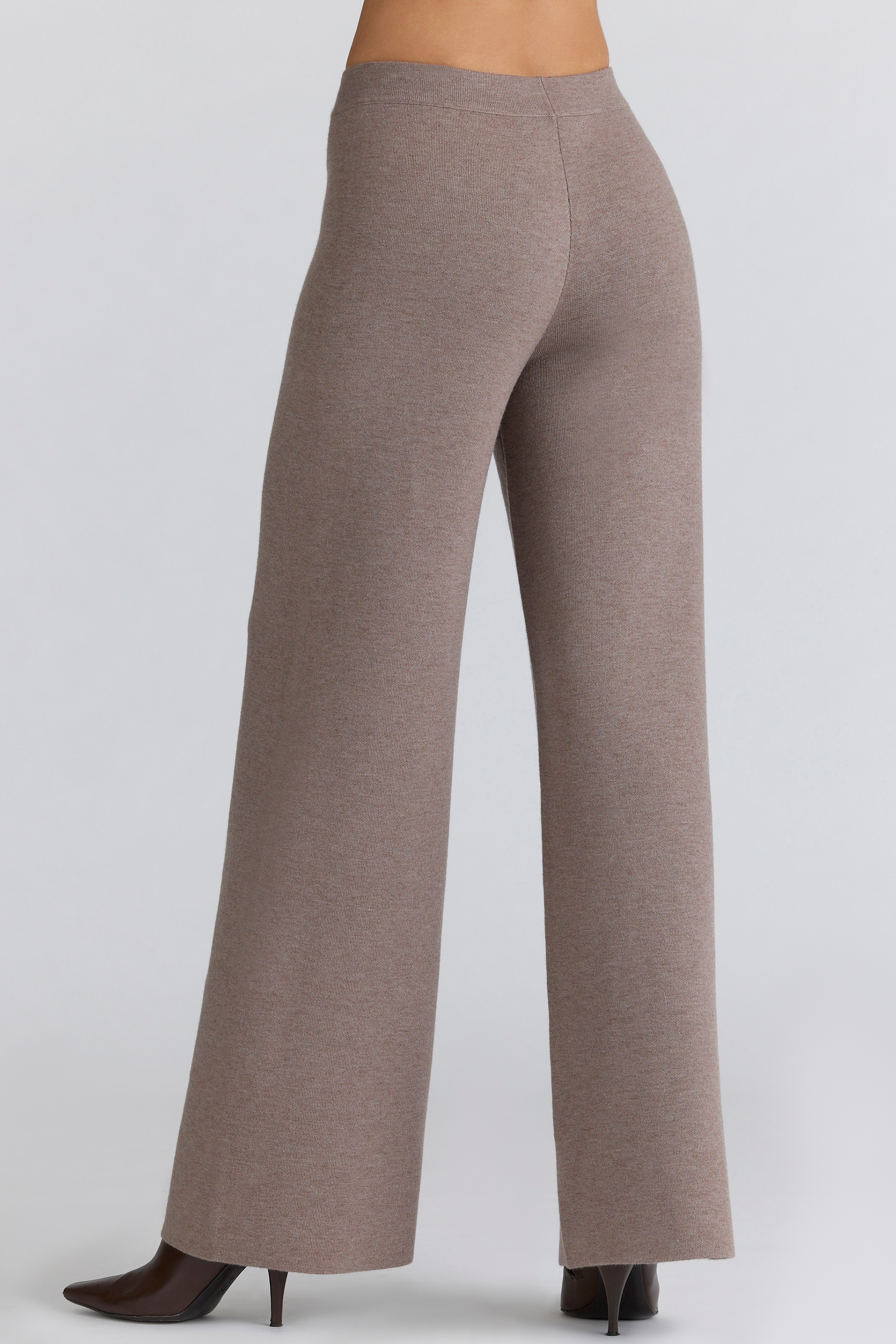 Avery  Taupe Wool Wide Leg Trousers — image 7