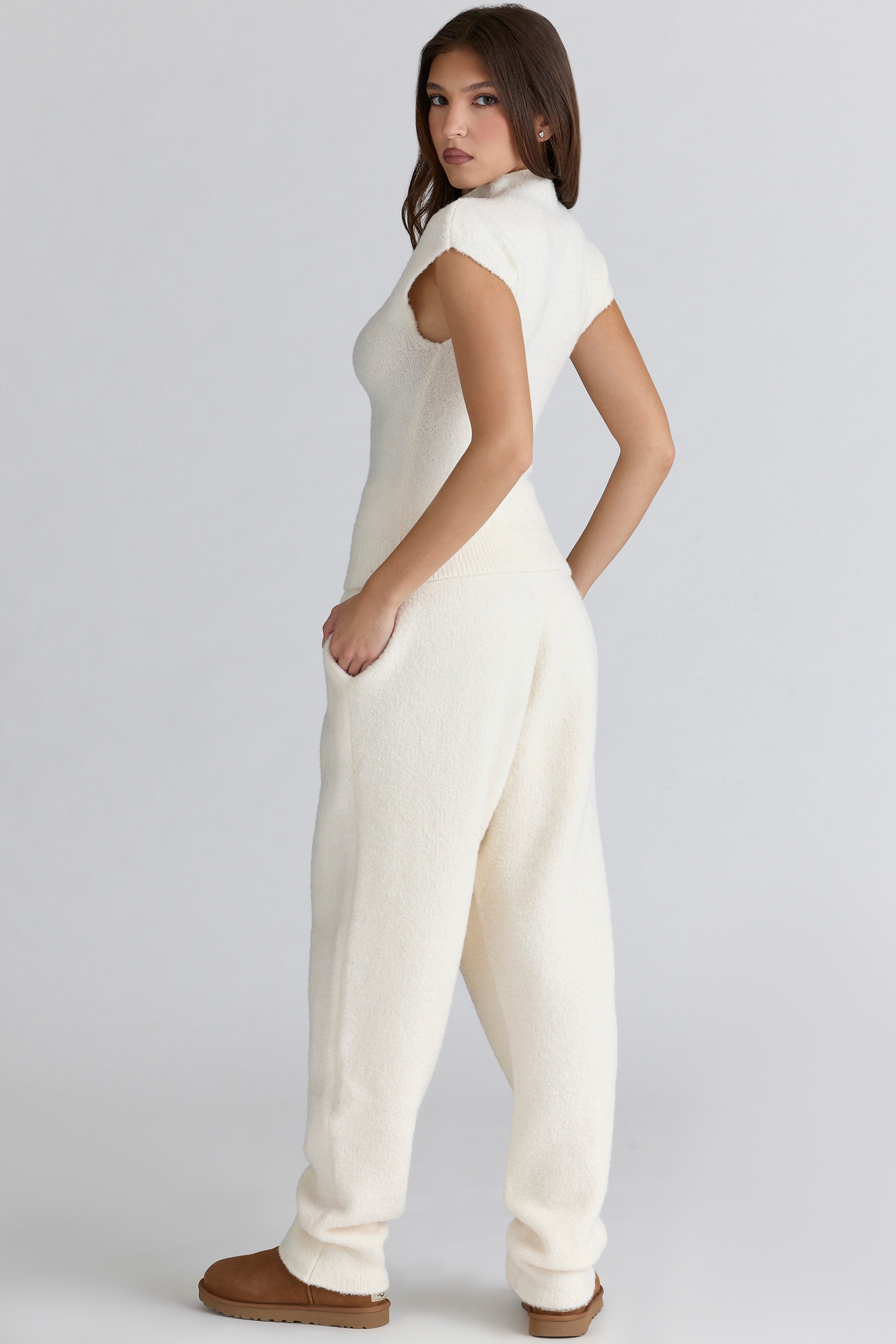 Geena  Ivory Wool Boucle Knit Trousers — image 6