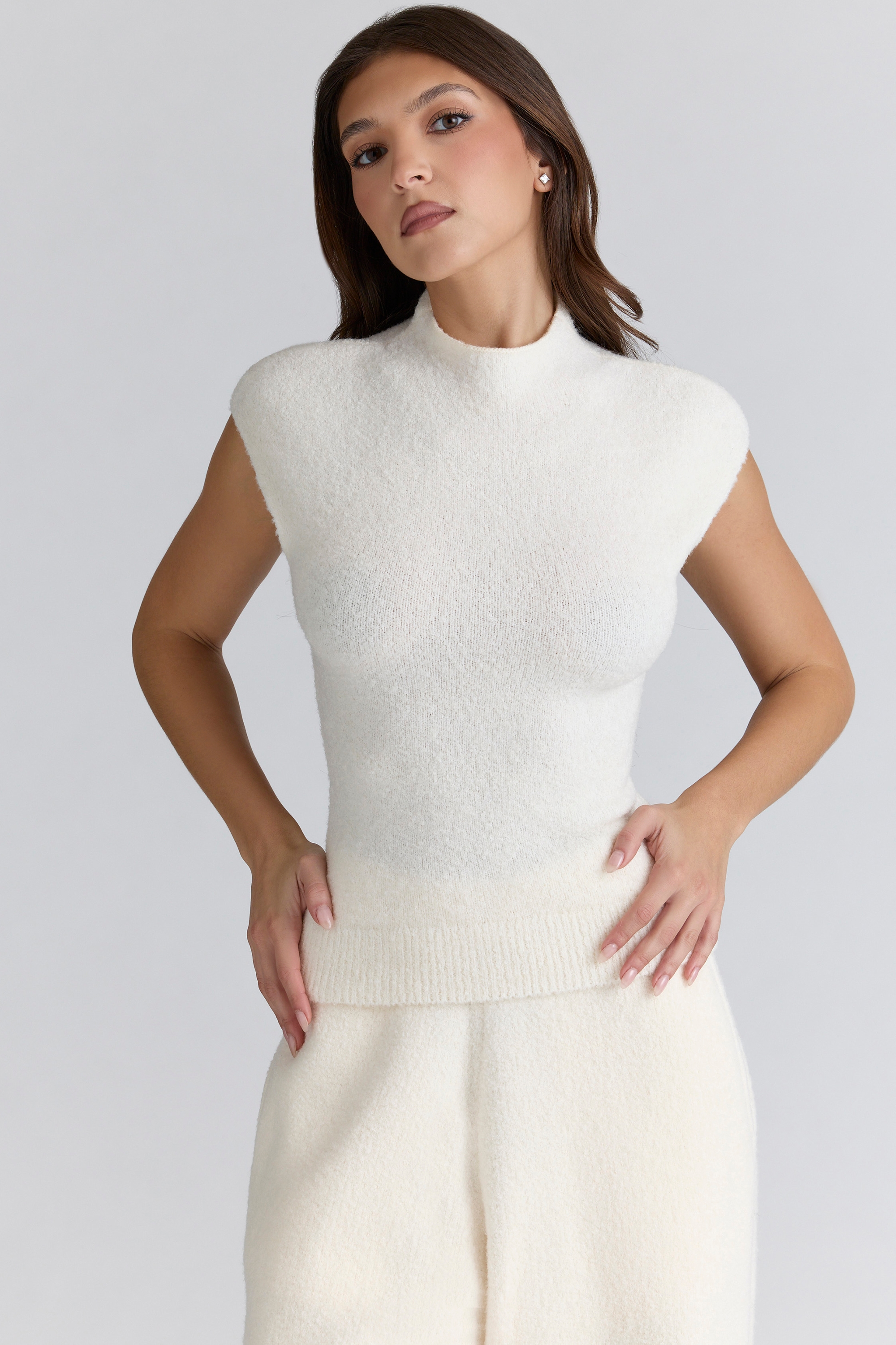 Caia  Ivory Wool Boucle Knit Top — image 3