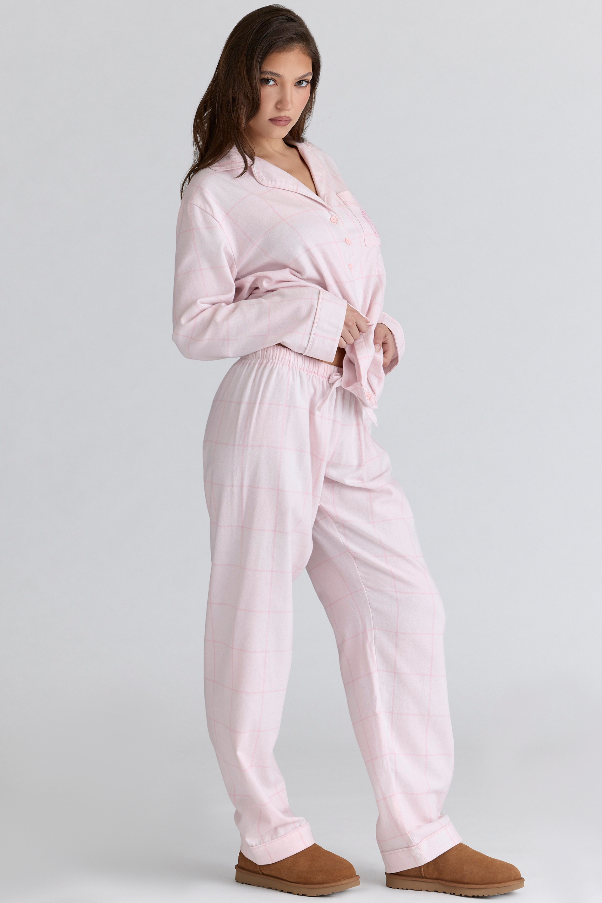 Classic PJs  Pink Check Brushed Cotton Pajama Set — image 8