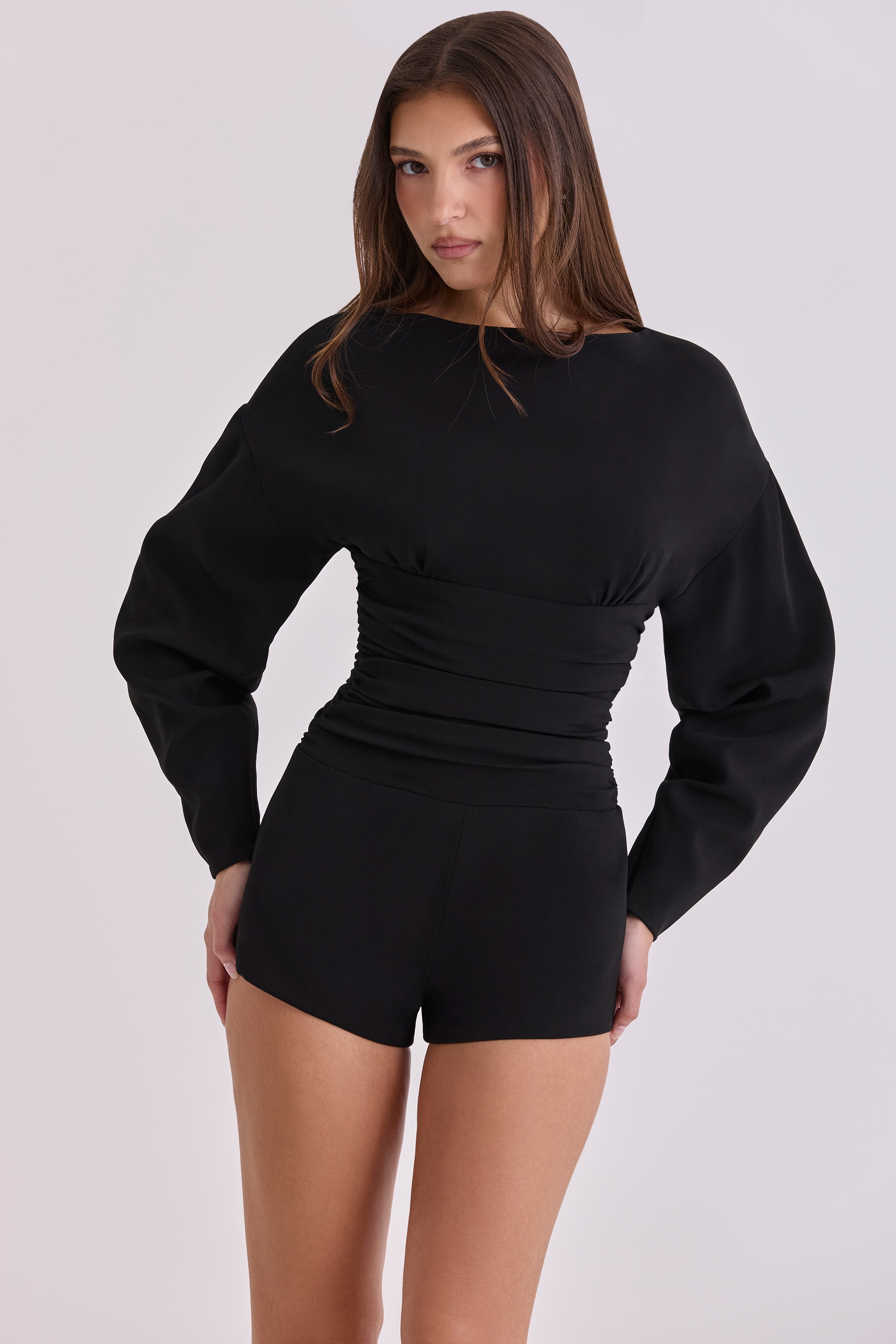 Elisetta  Black Crepe Contour Playsuit — image 6