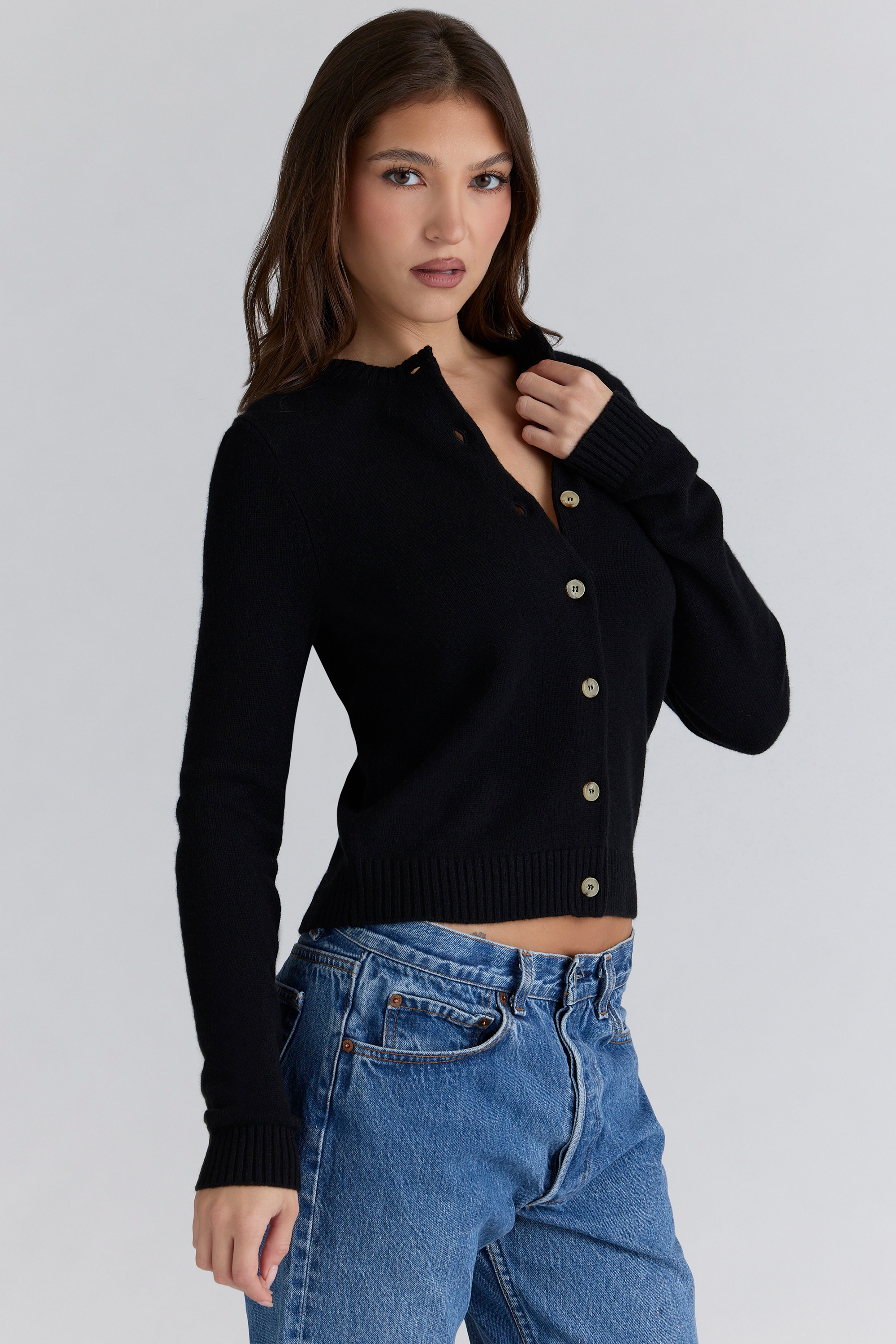 Emblem  Black Cashmere + Wool Cardigan — image 7