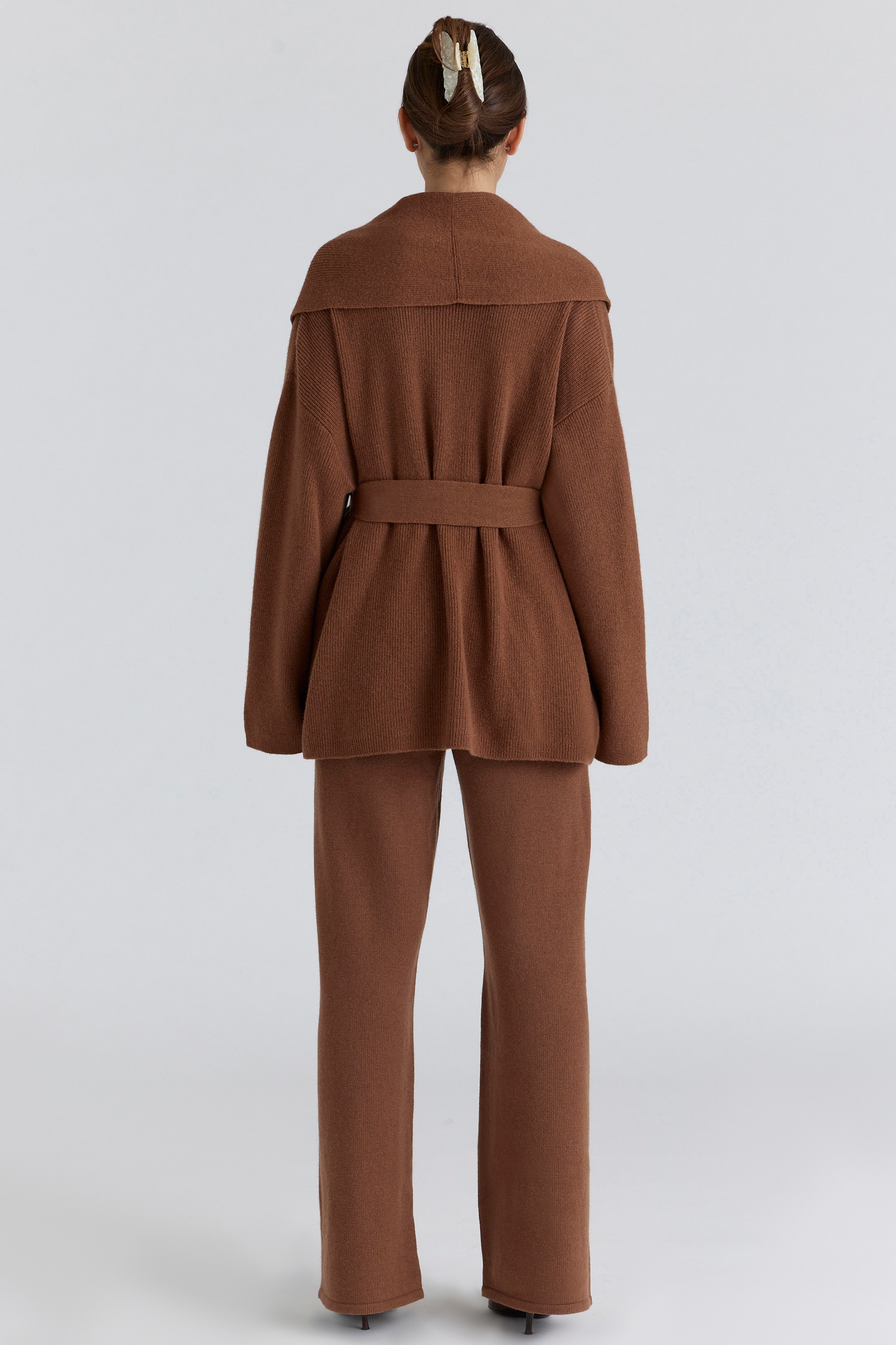 Chelsea  Tan Cashmere + Wool Wide Leg Trousers — image 7