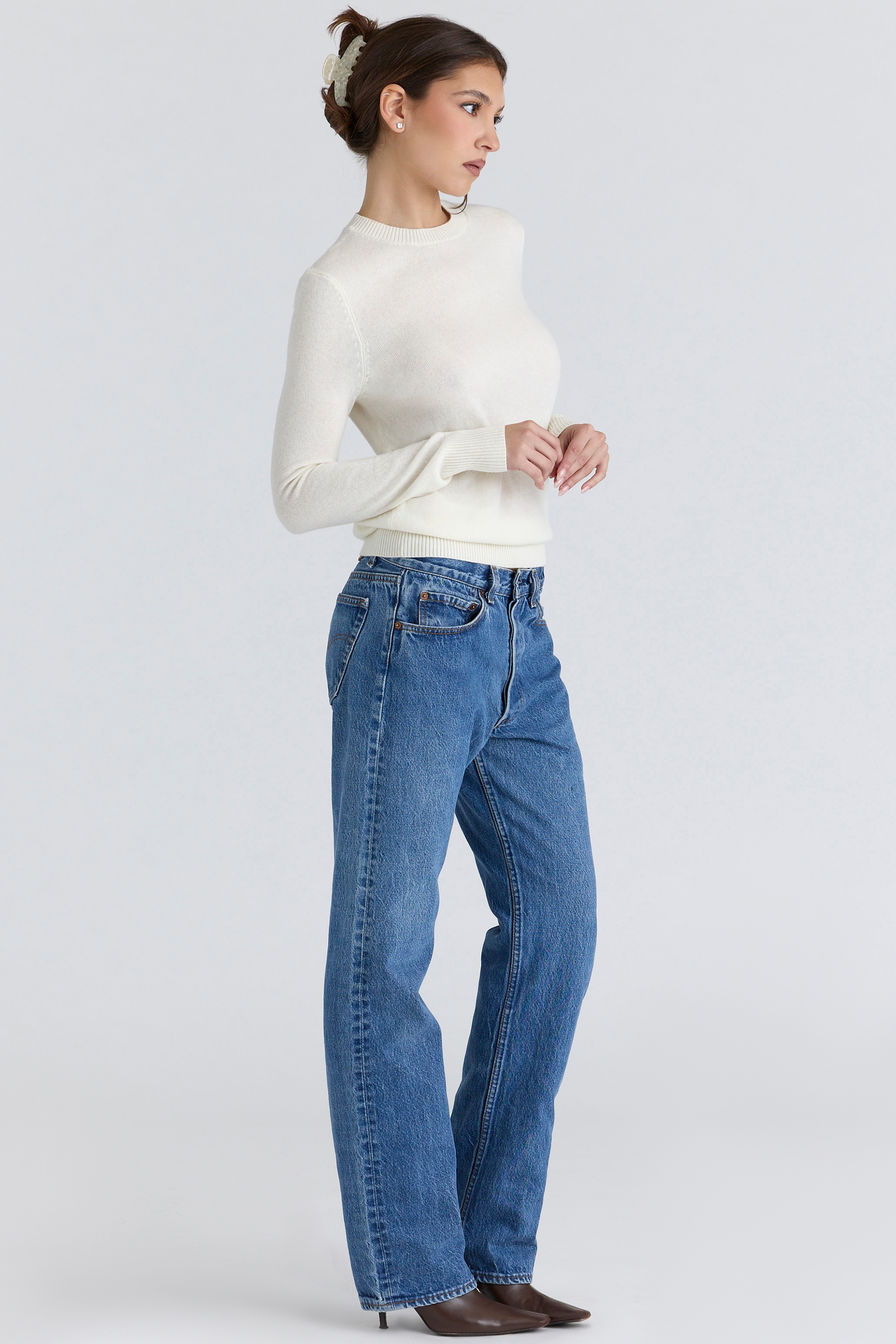 Rochelle  Ivory Cashmere + Wool Crew Neck Sweater — image 6
