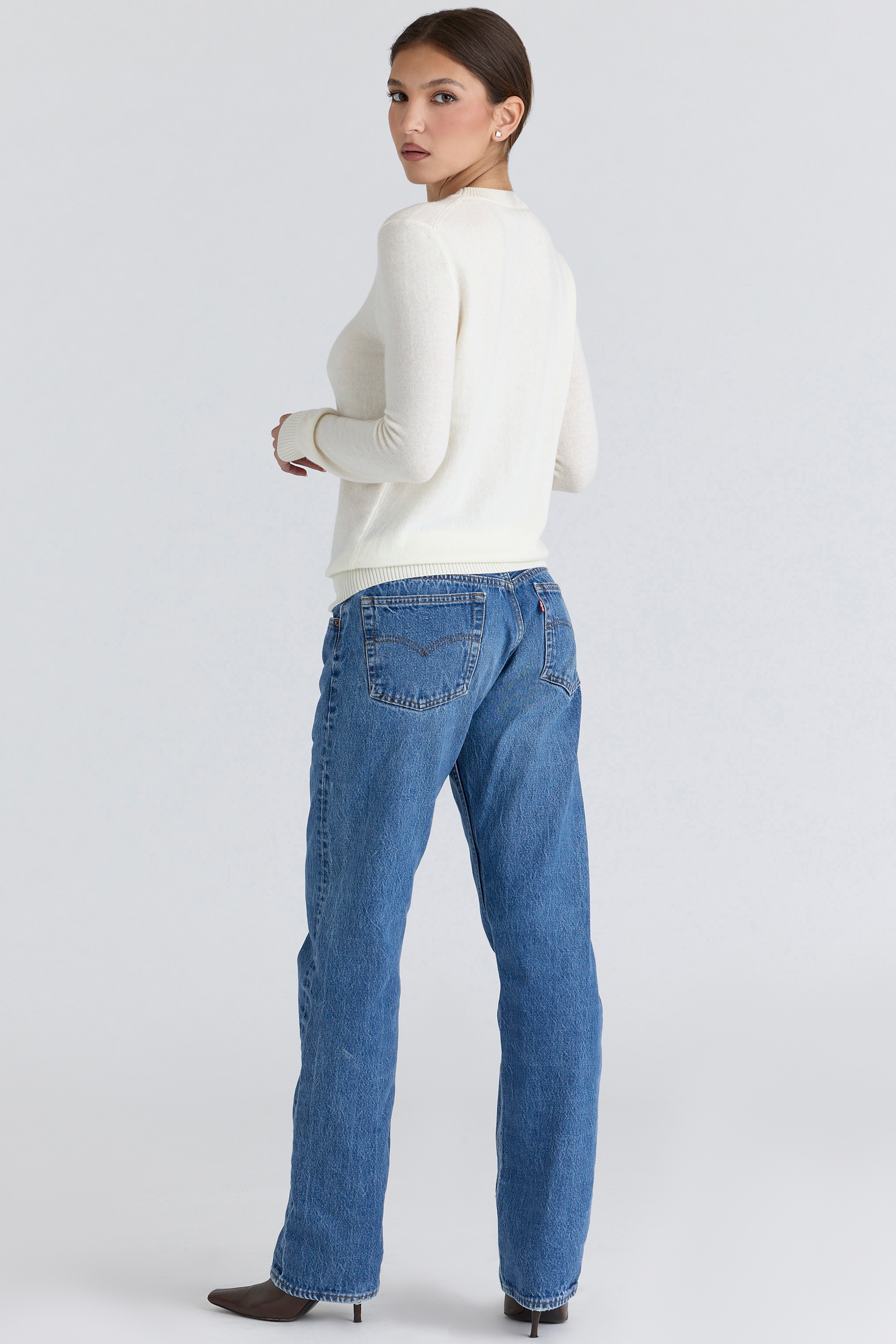 Rochelle  Ivory Cashmere + Wool Crew Neck Sweater — image 7