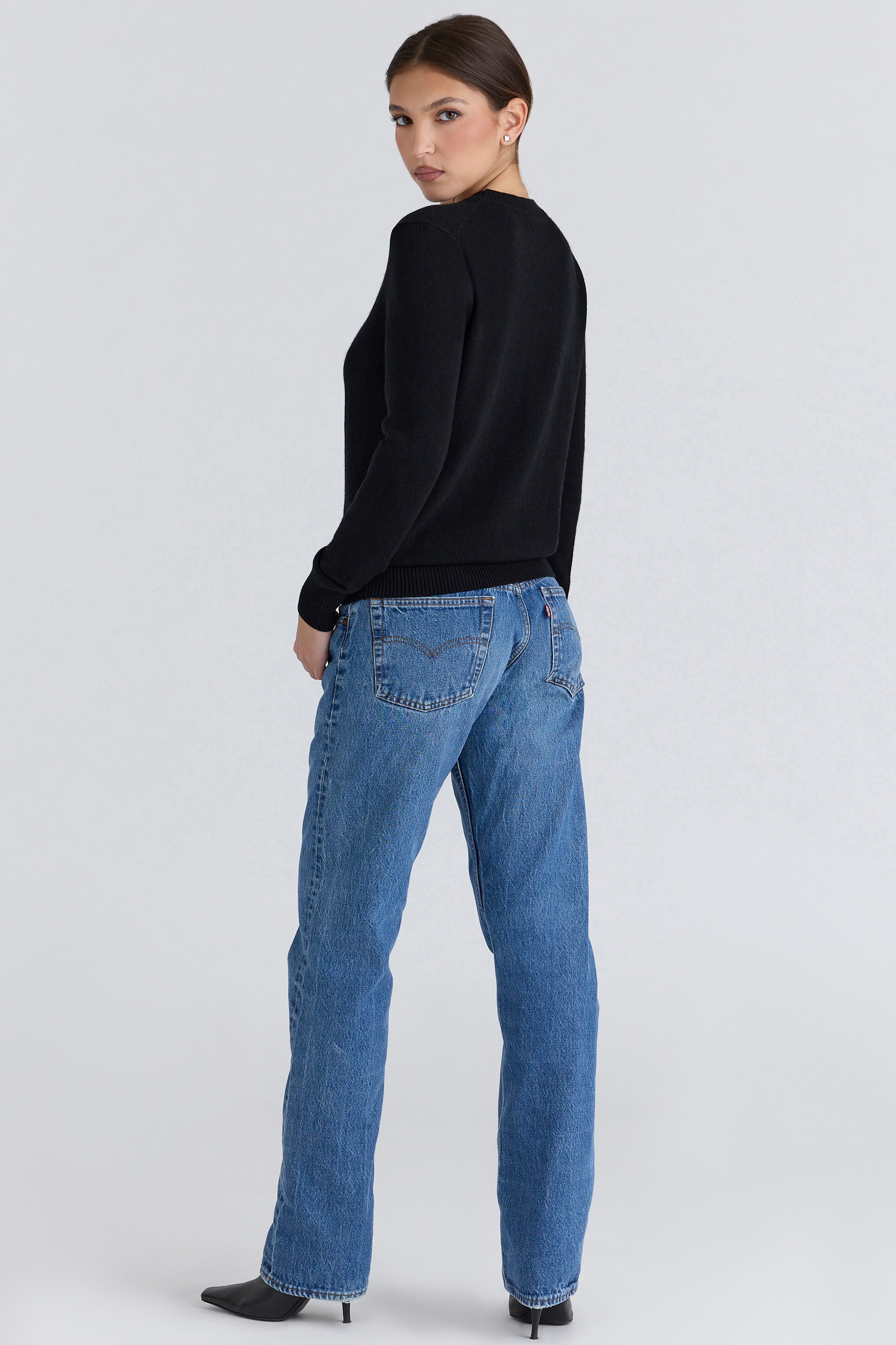Rochelle  Black Cashmere + Wool Crew Neck Sweater — image 6